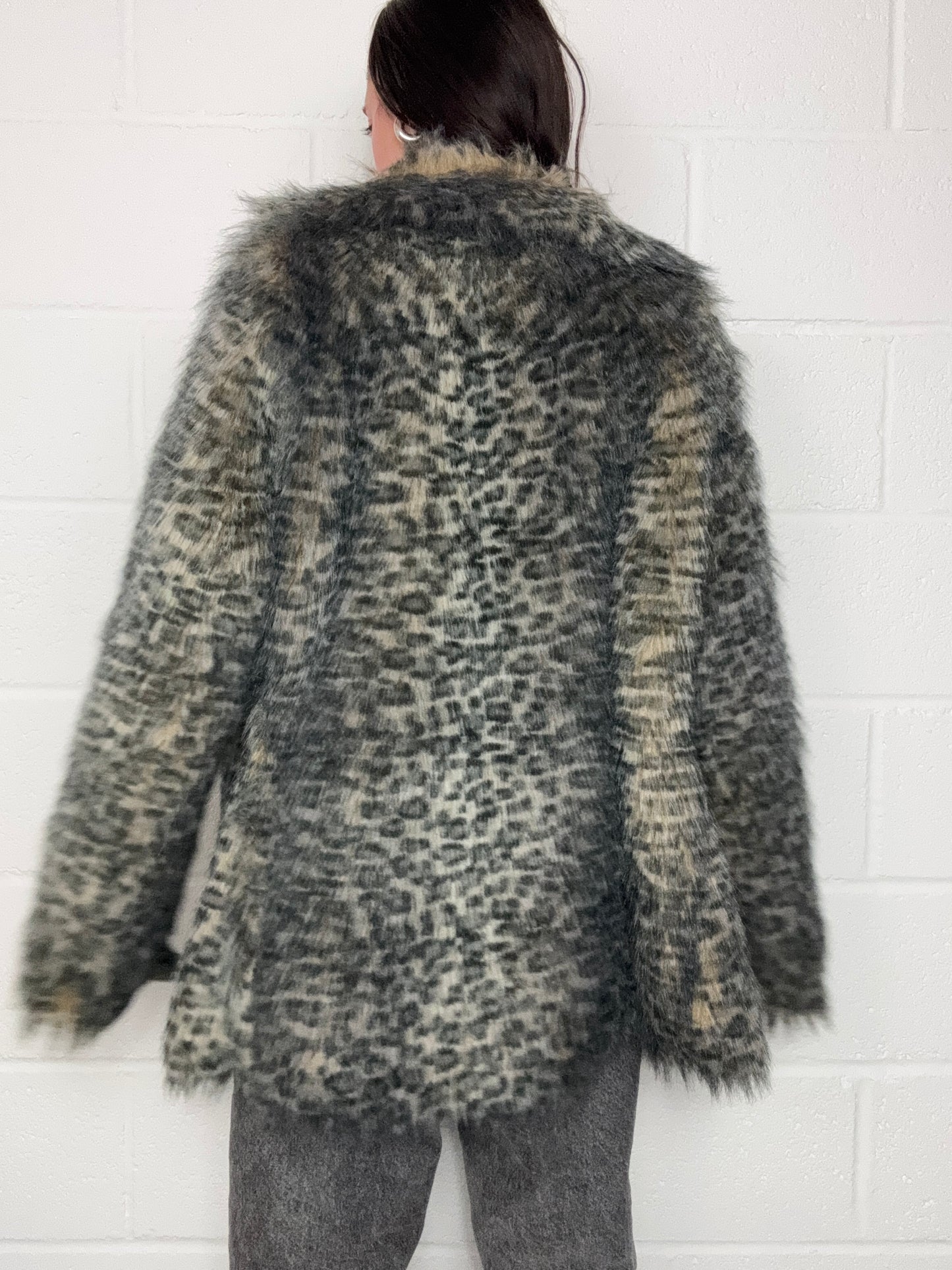 Jane Norman Leopard Faux Fur Jacket (UK14)