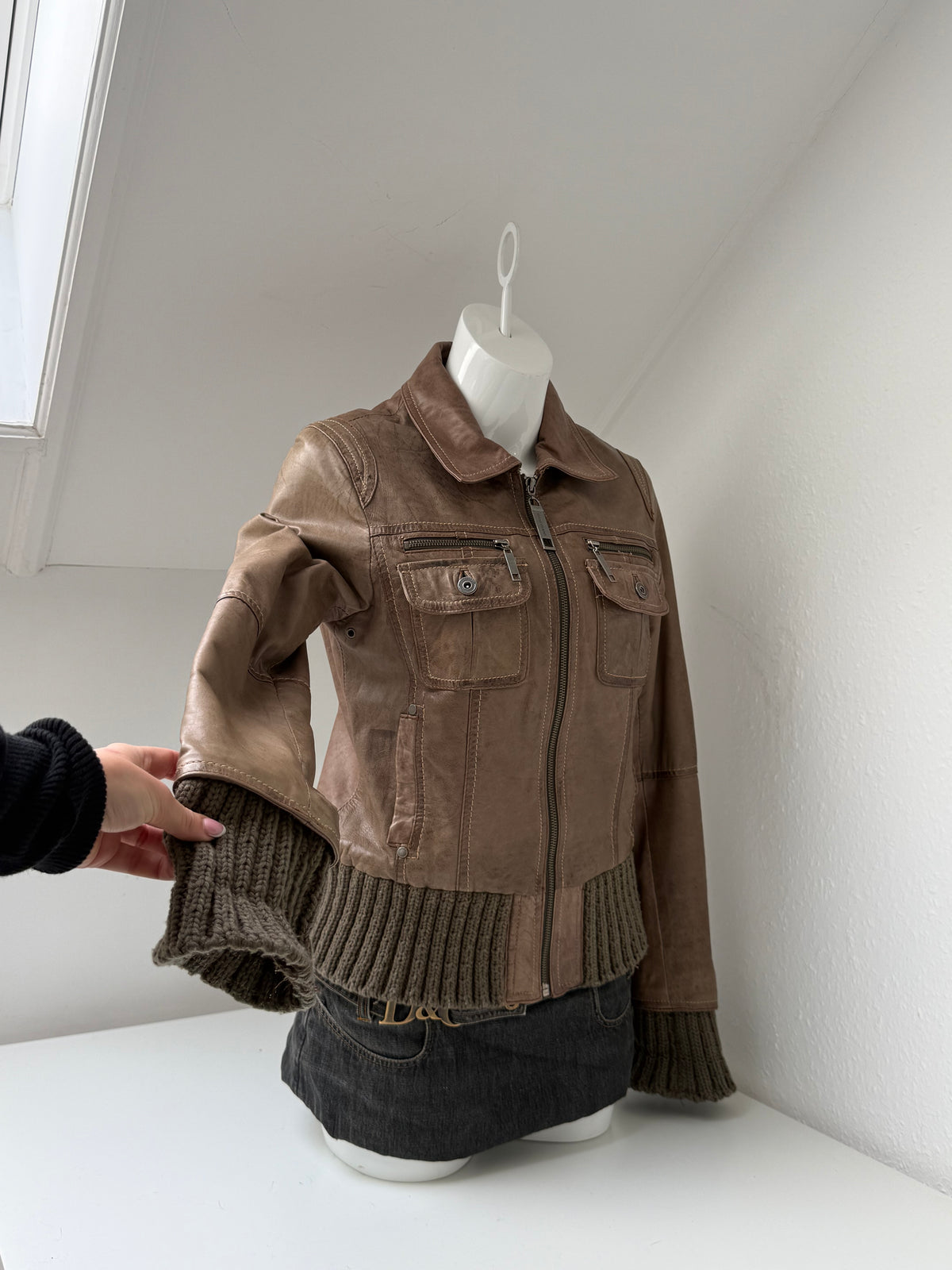 Vintage Leather Bomber Jacket (UK14)