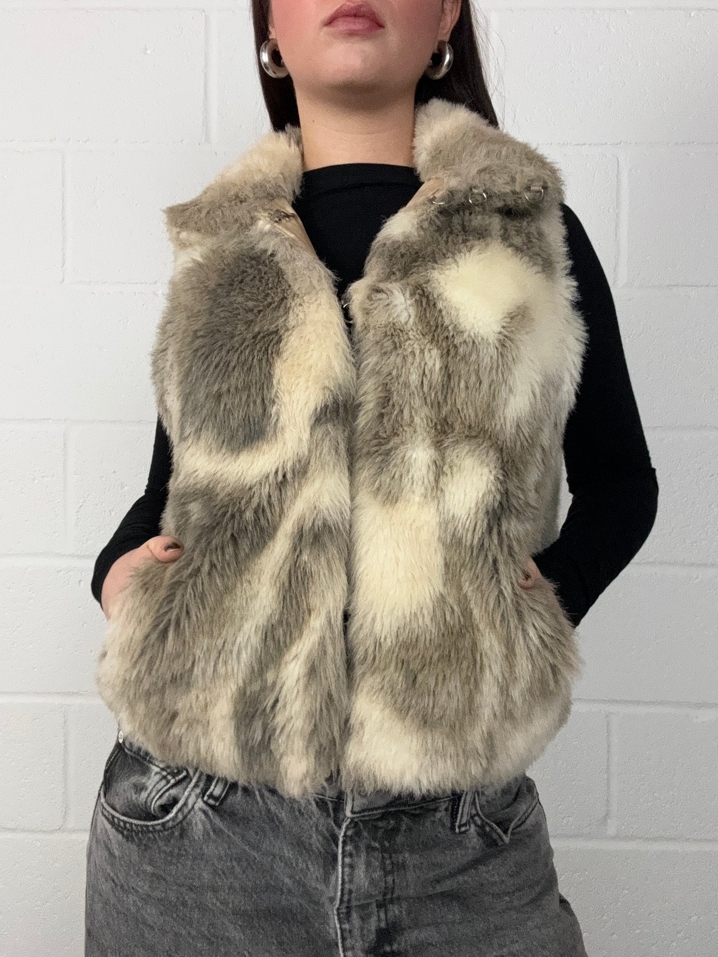 Faux Fur Patchwork Gilet (UK10)