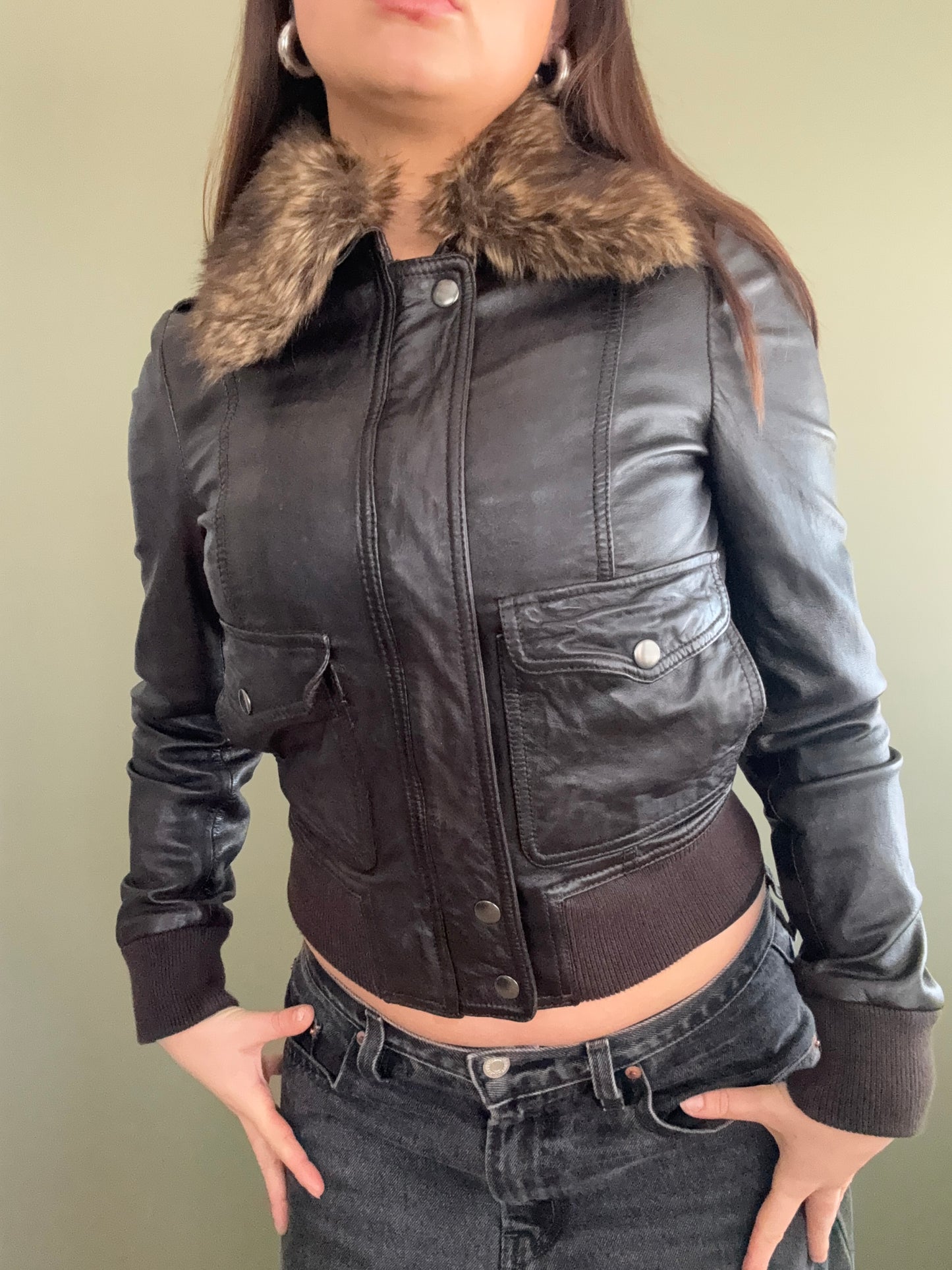 Leather Fitted Jacket (UK8)