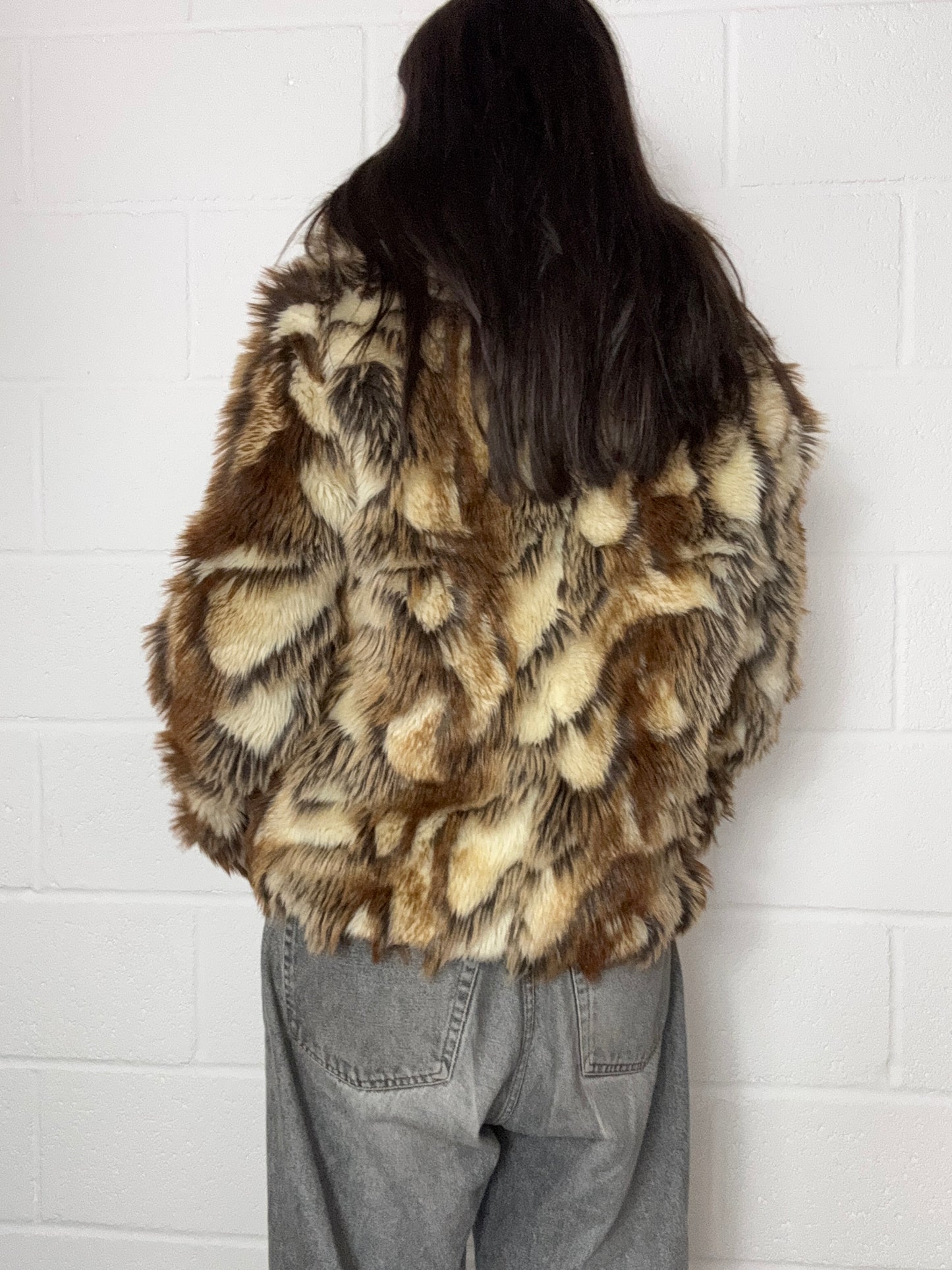 Faux Fur Patchwork Jacket (UK12)