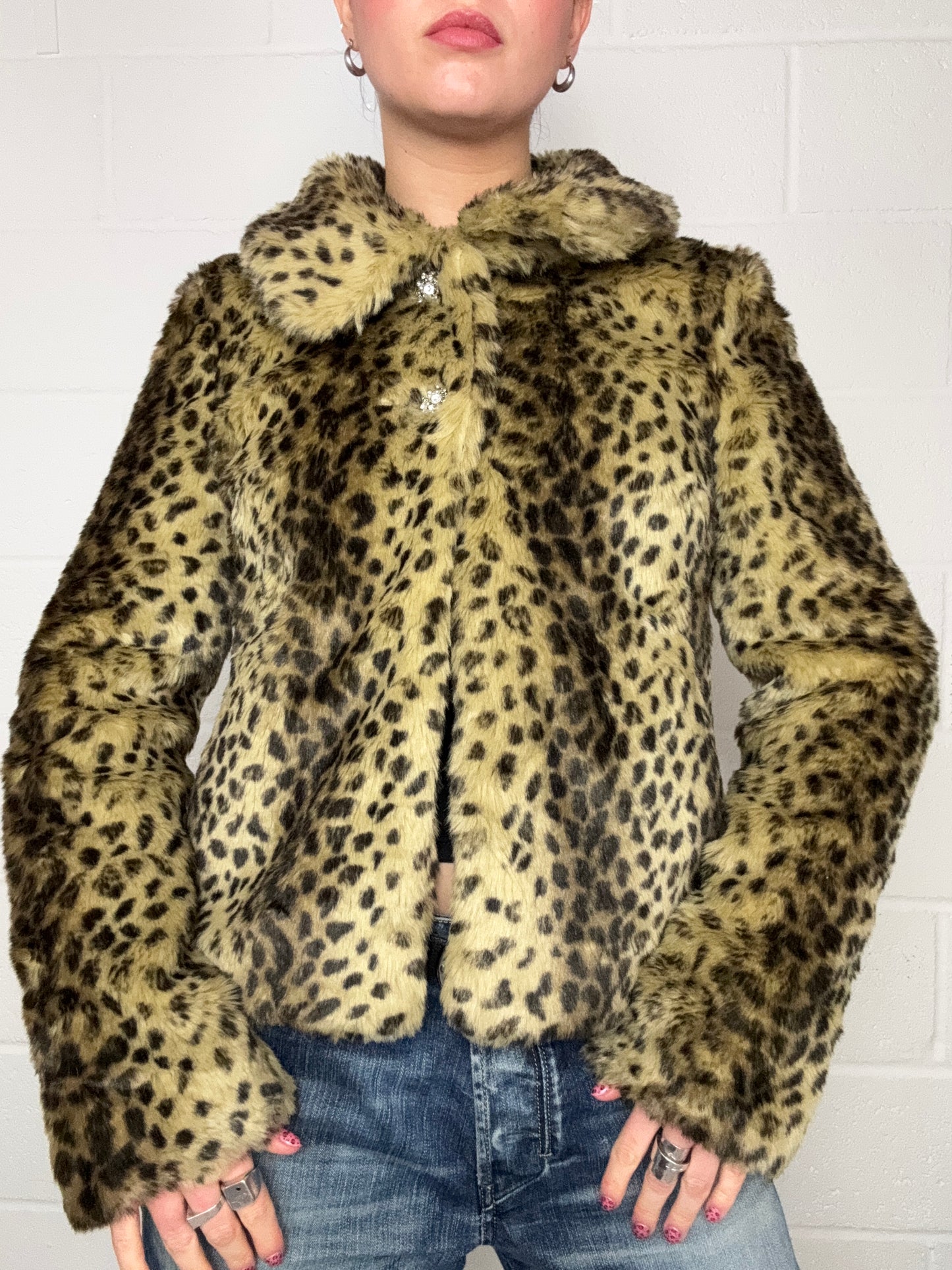 Leopard Faux Fur Jacket (UK10)