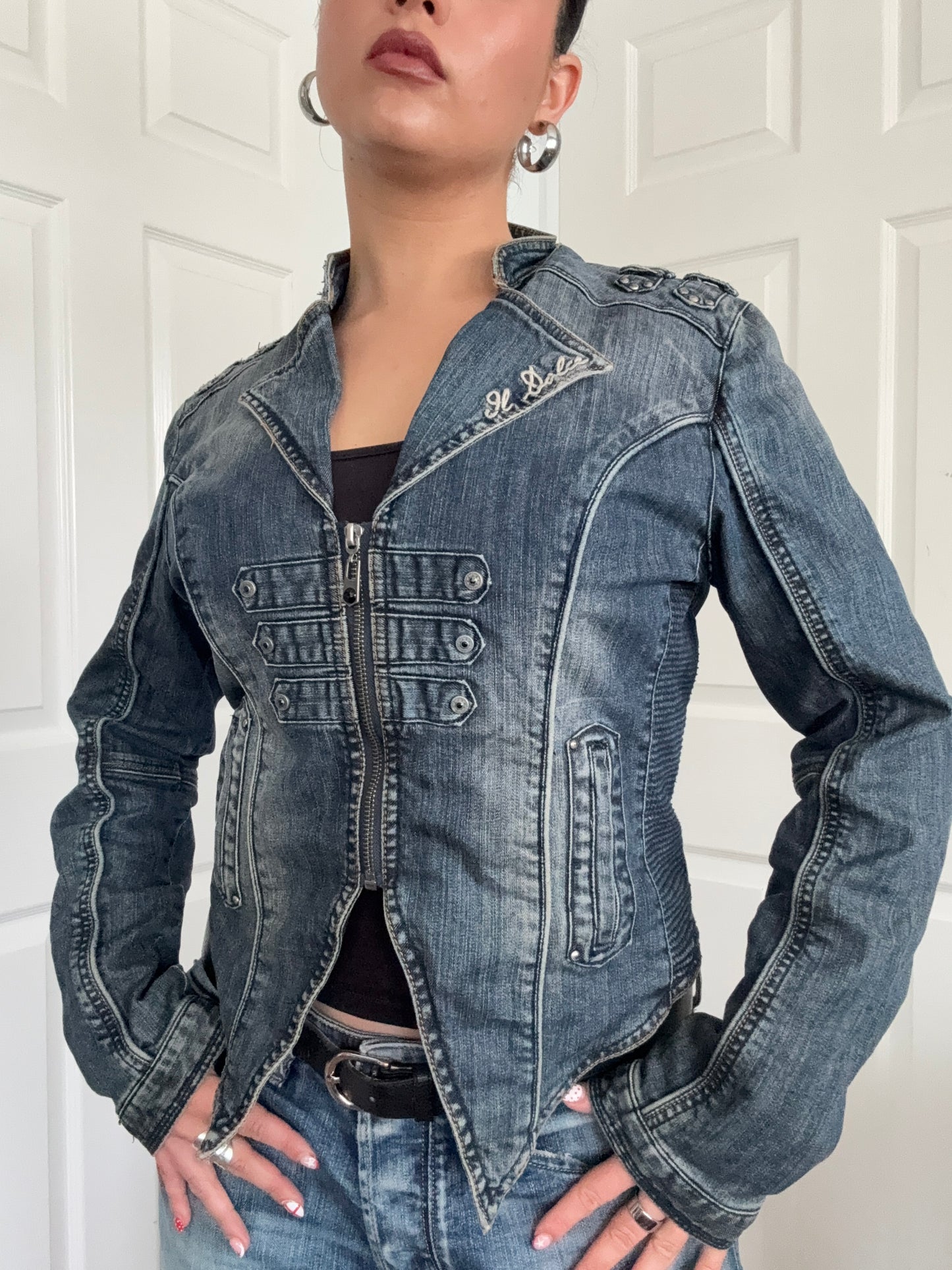 Denim Military Jacket (L)