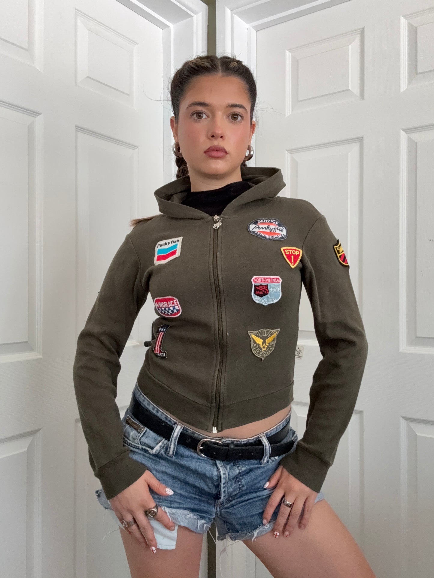 Punky Fish Patchwork Zip Hoodie (XS)