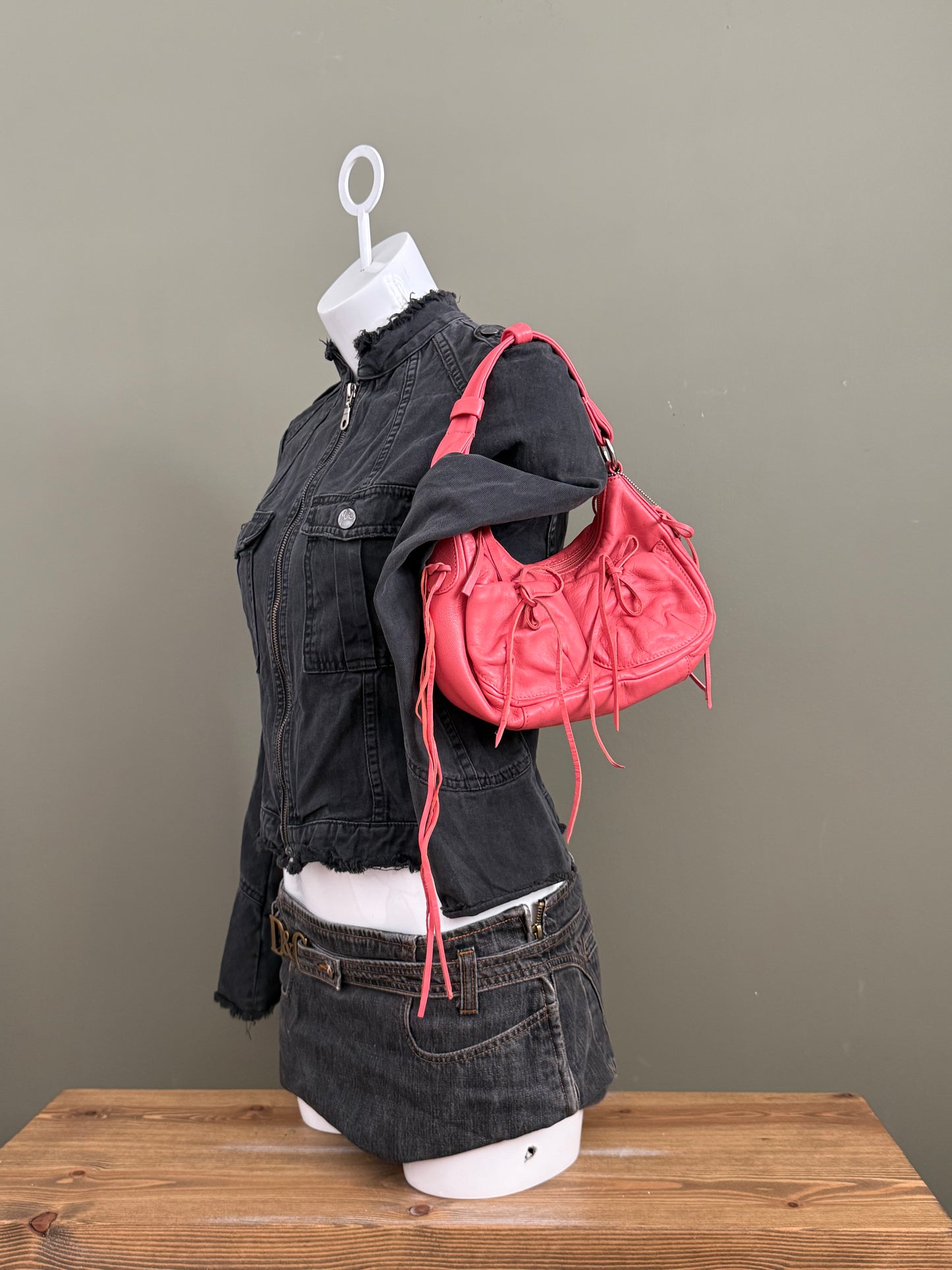 Coral Leather Shoulder Bag