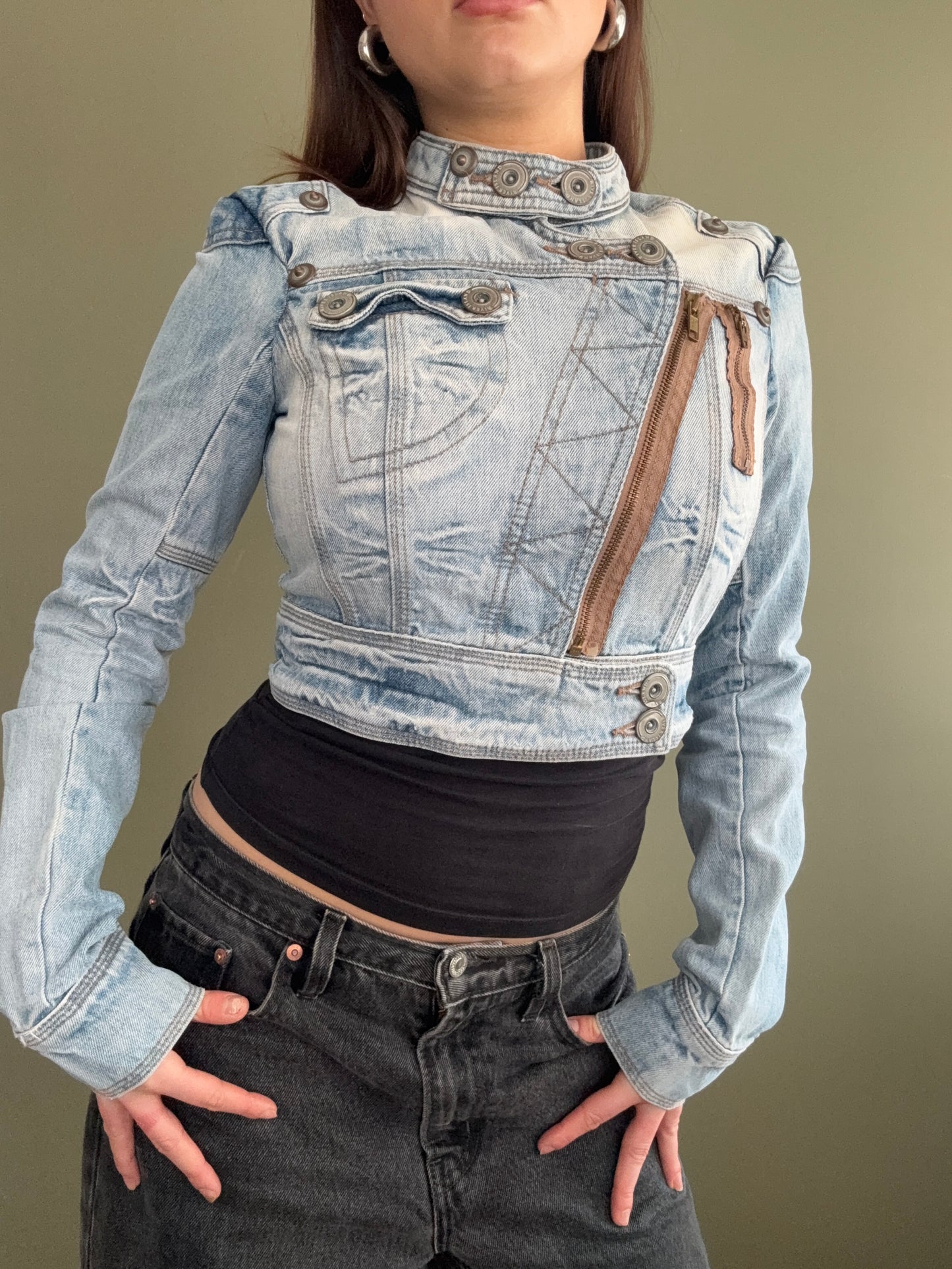 Cropped Denim Corset Jacket (UK8)