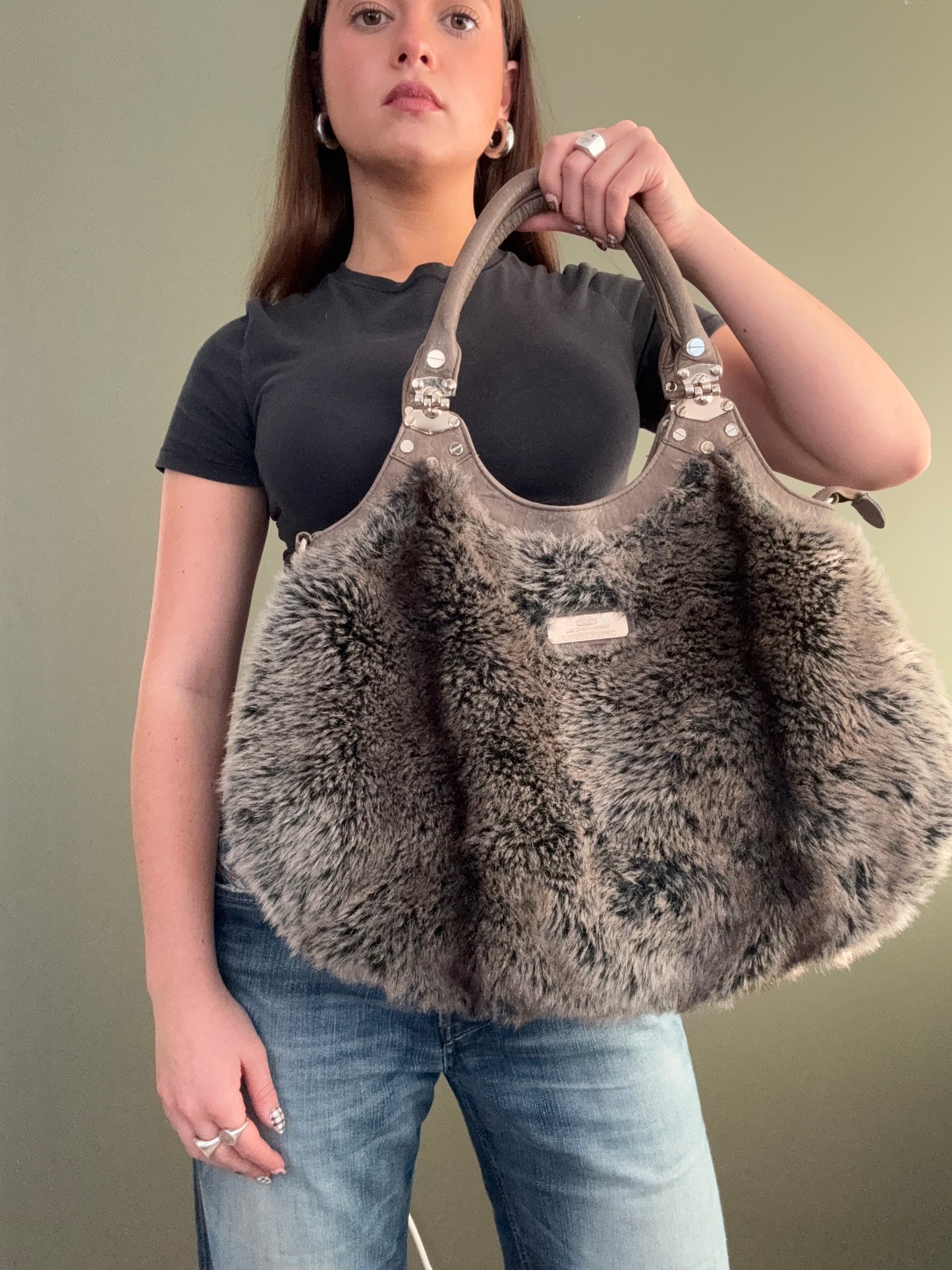 Large Faux Fur Shoulder Bag