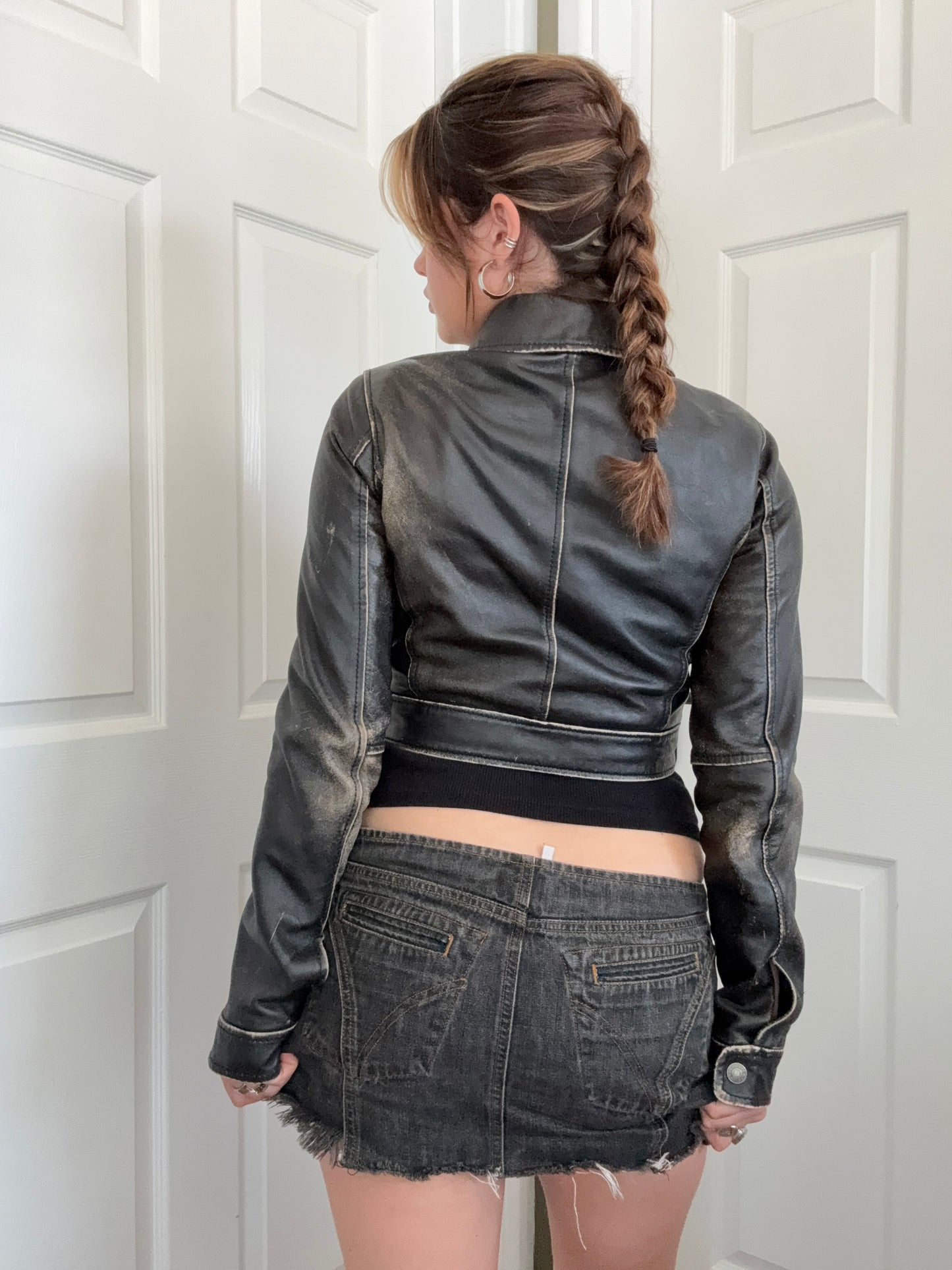 Cropped Leather Jacket (UK10)