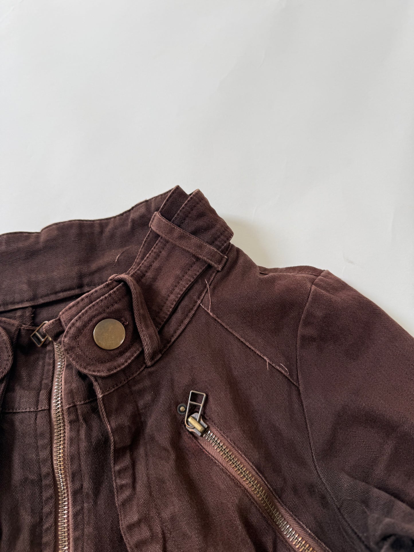Brown Fitted Biker Jacket (M)