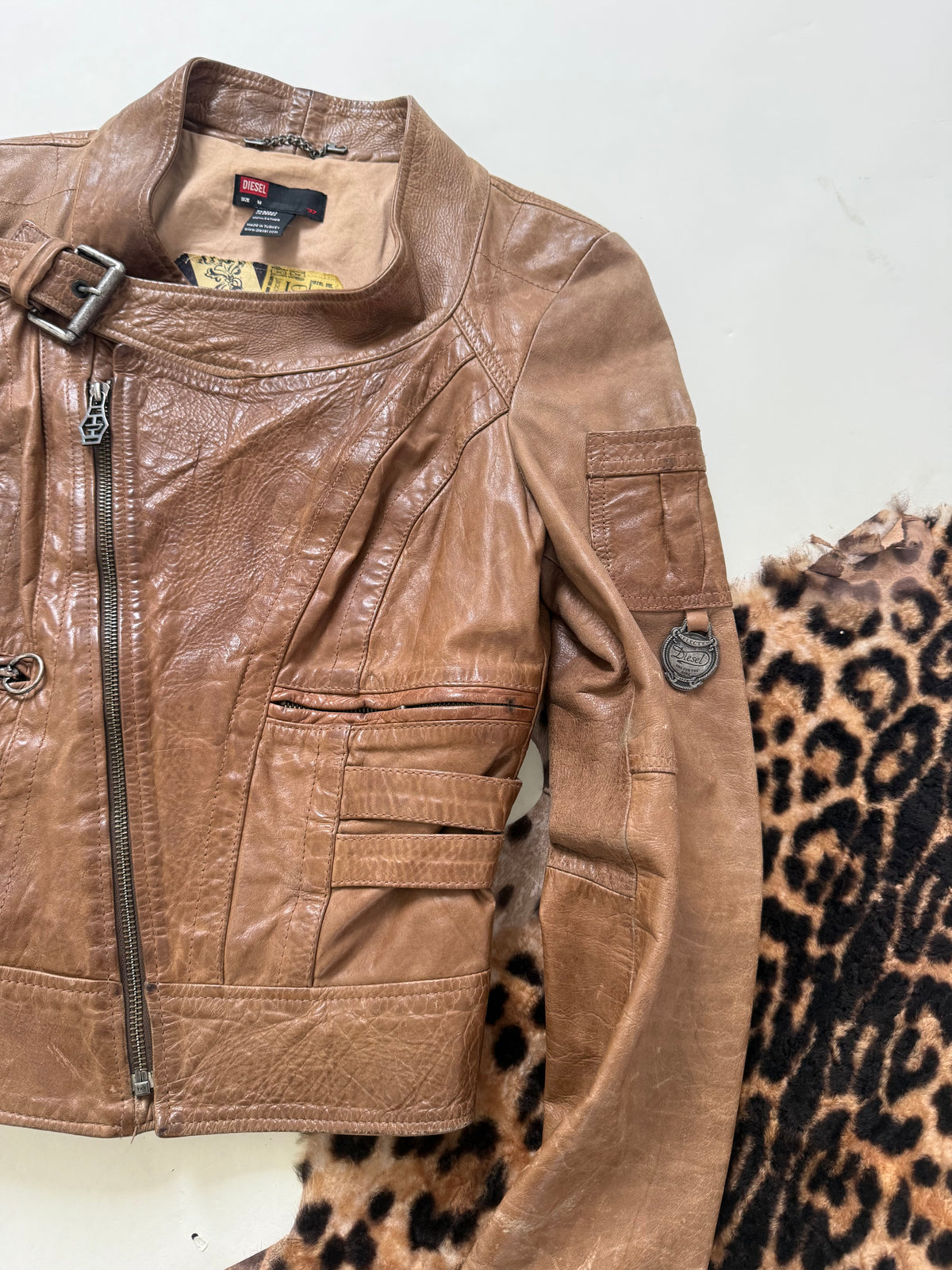 Vintage Diesel Leather Cropped Jacket (M)