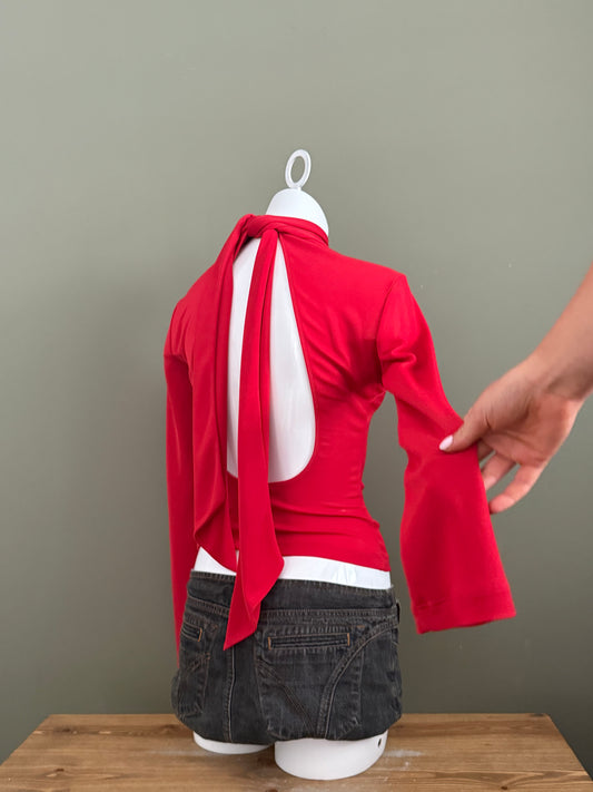 Dolce & Gabbana Red Mesh Longsleeve Top (S)