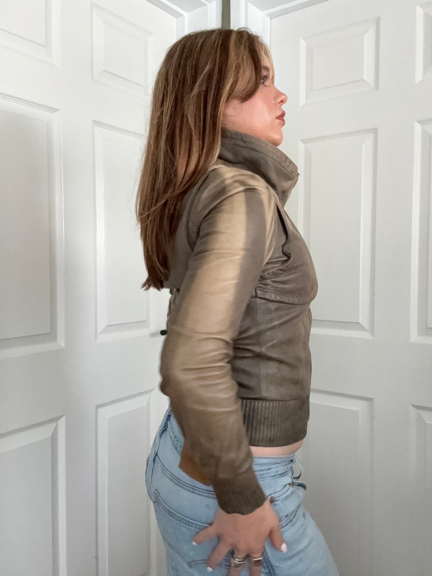 Allsaints Leather Fitted Jacket (UK8)