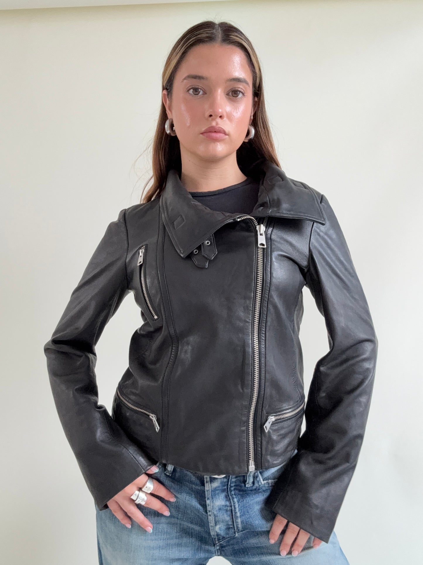 Allsaints Leather Buckle Jacket (UK12)