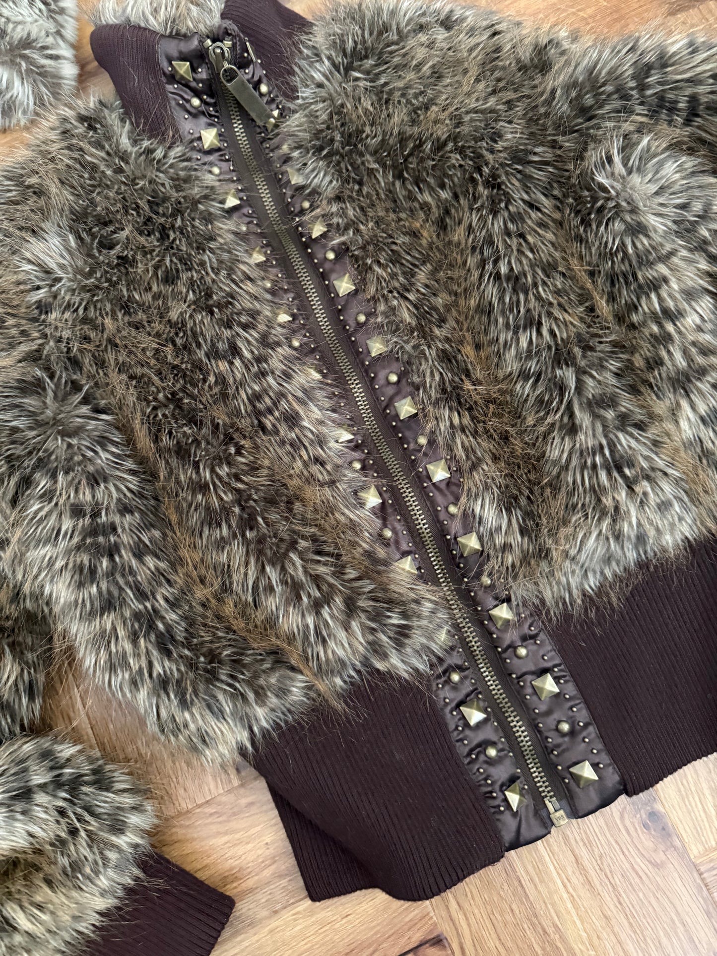 Faux Fur Leopard Bomber Jacket (UK12)