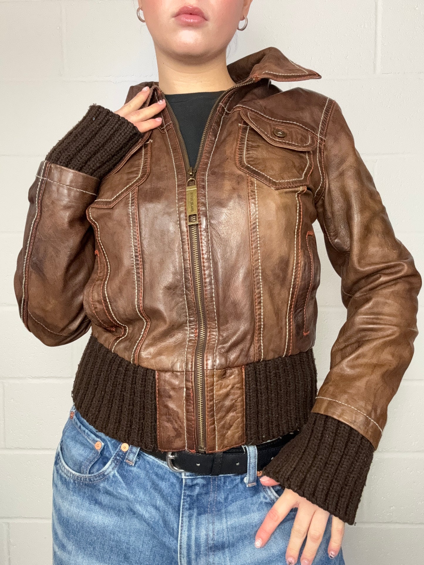 Vintage Brown Leather Jacket (UK12)