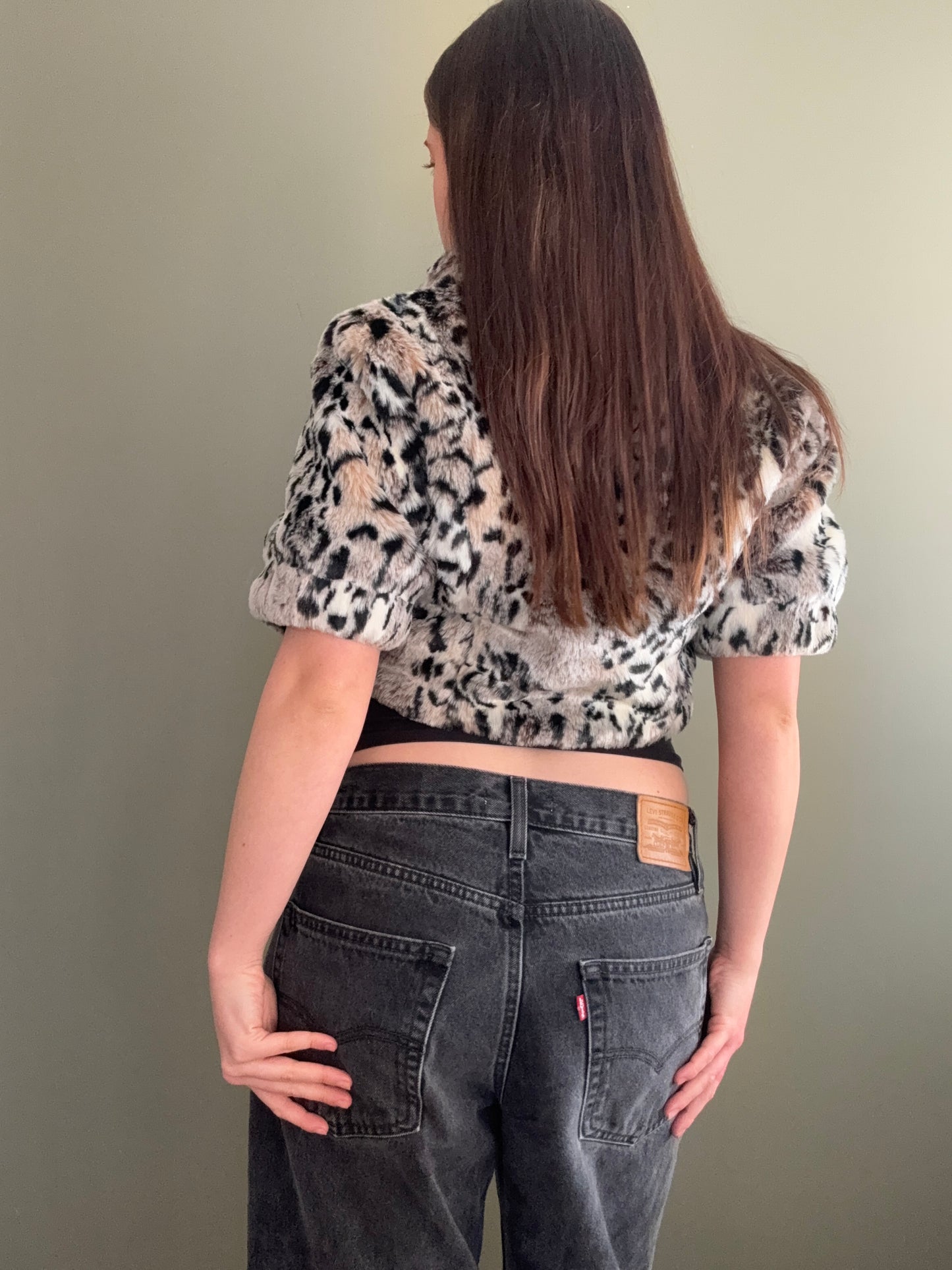 Faux Fur Leopard Bolero (UK12)