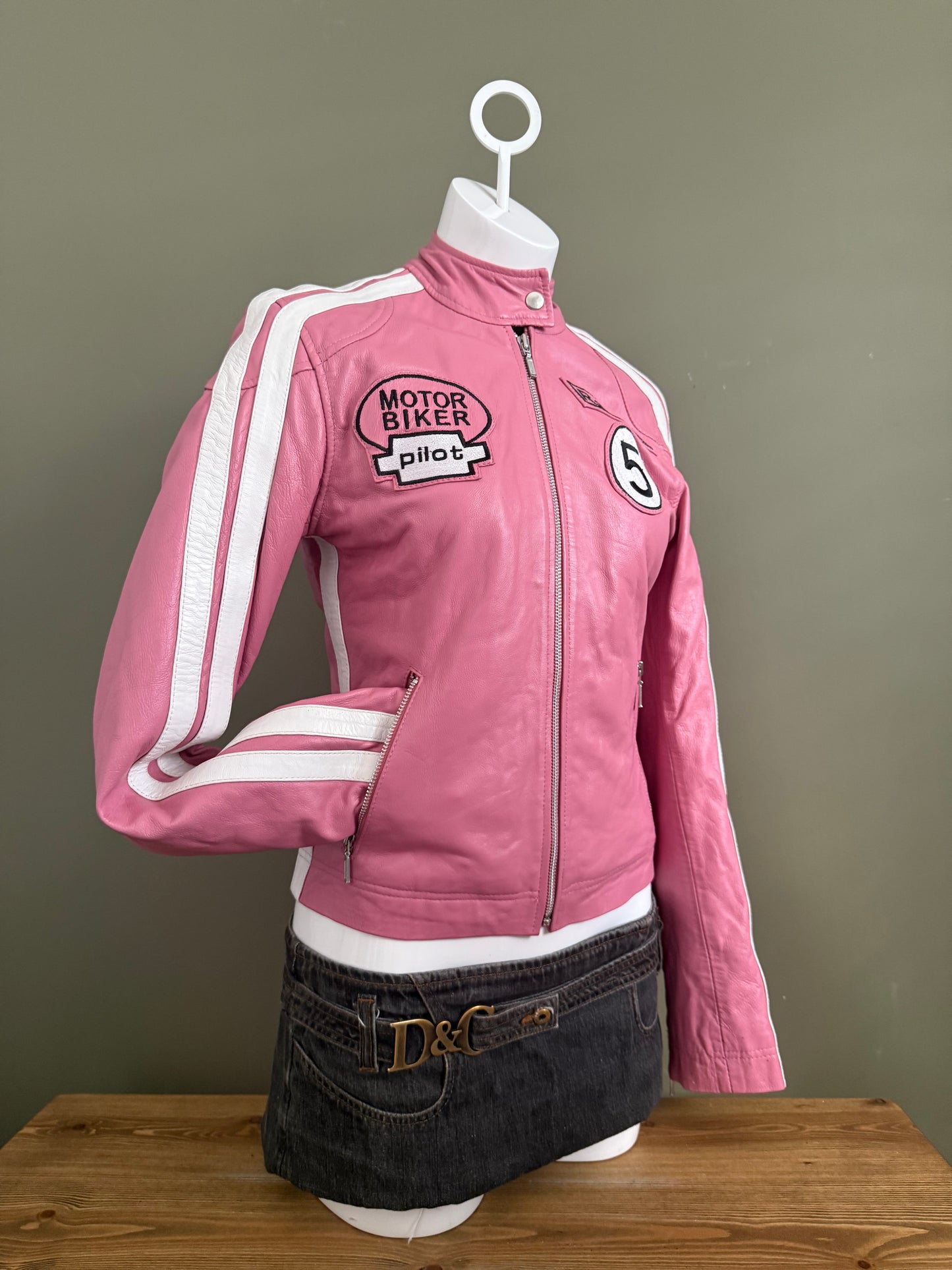 Pink Leather Jacket (UK12)