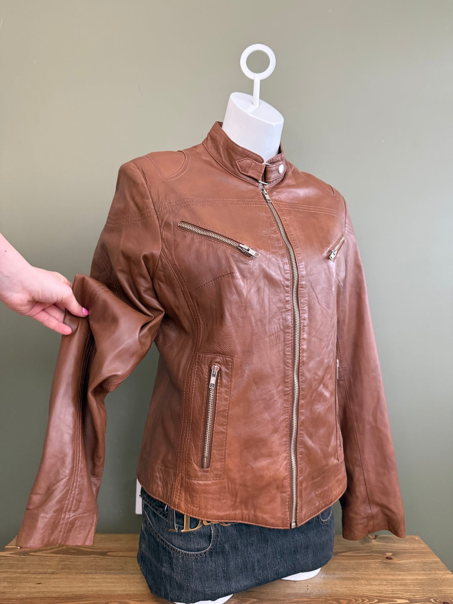 Tan Leather Jacket (M)