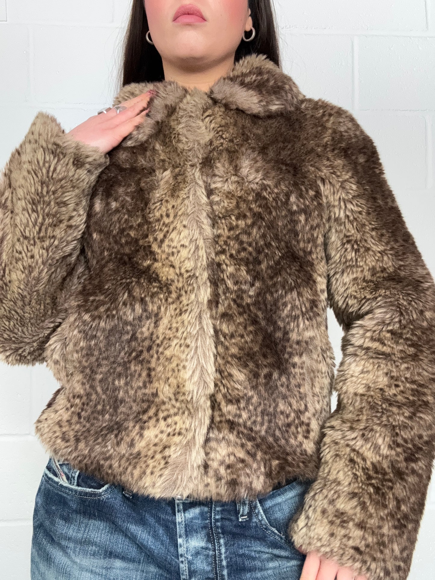 Leopard Faux Fur Jacket (XS)