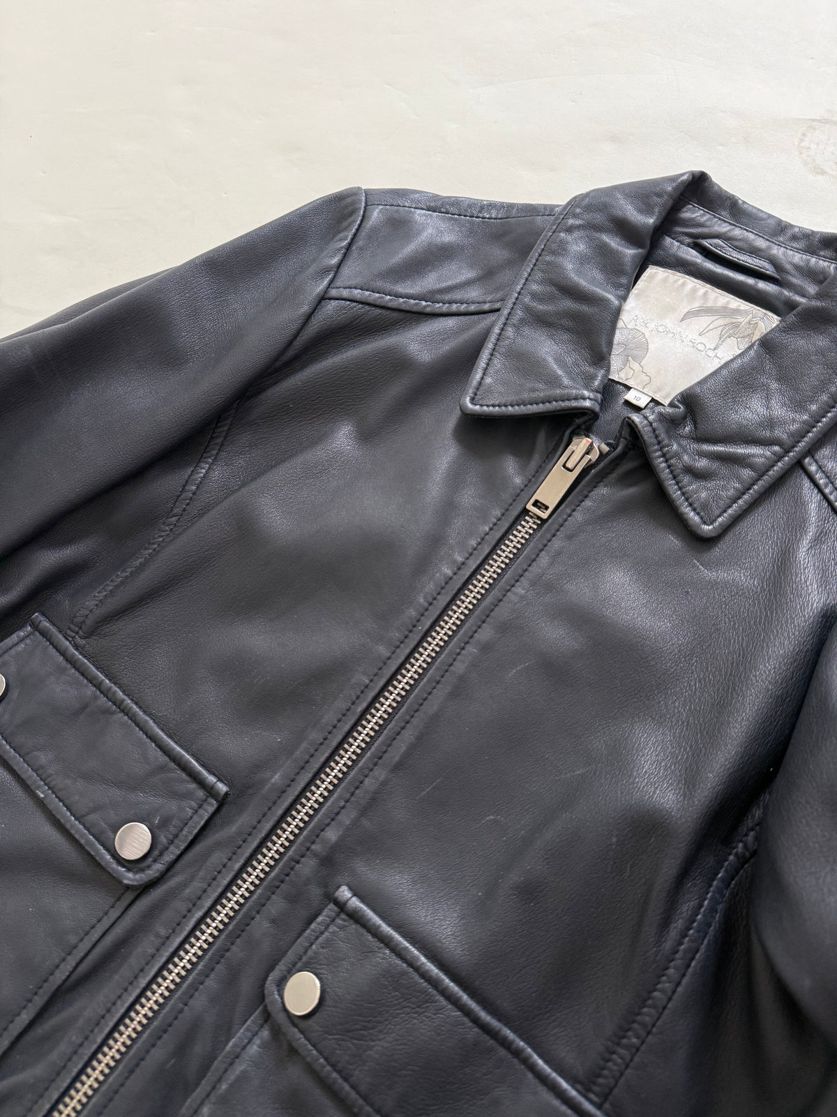 Leather Fitted Jacket (UK10)