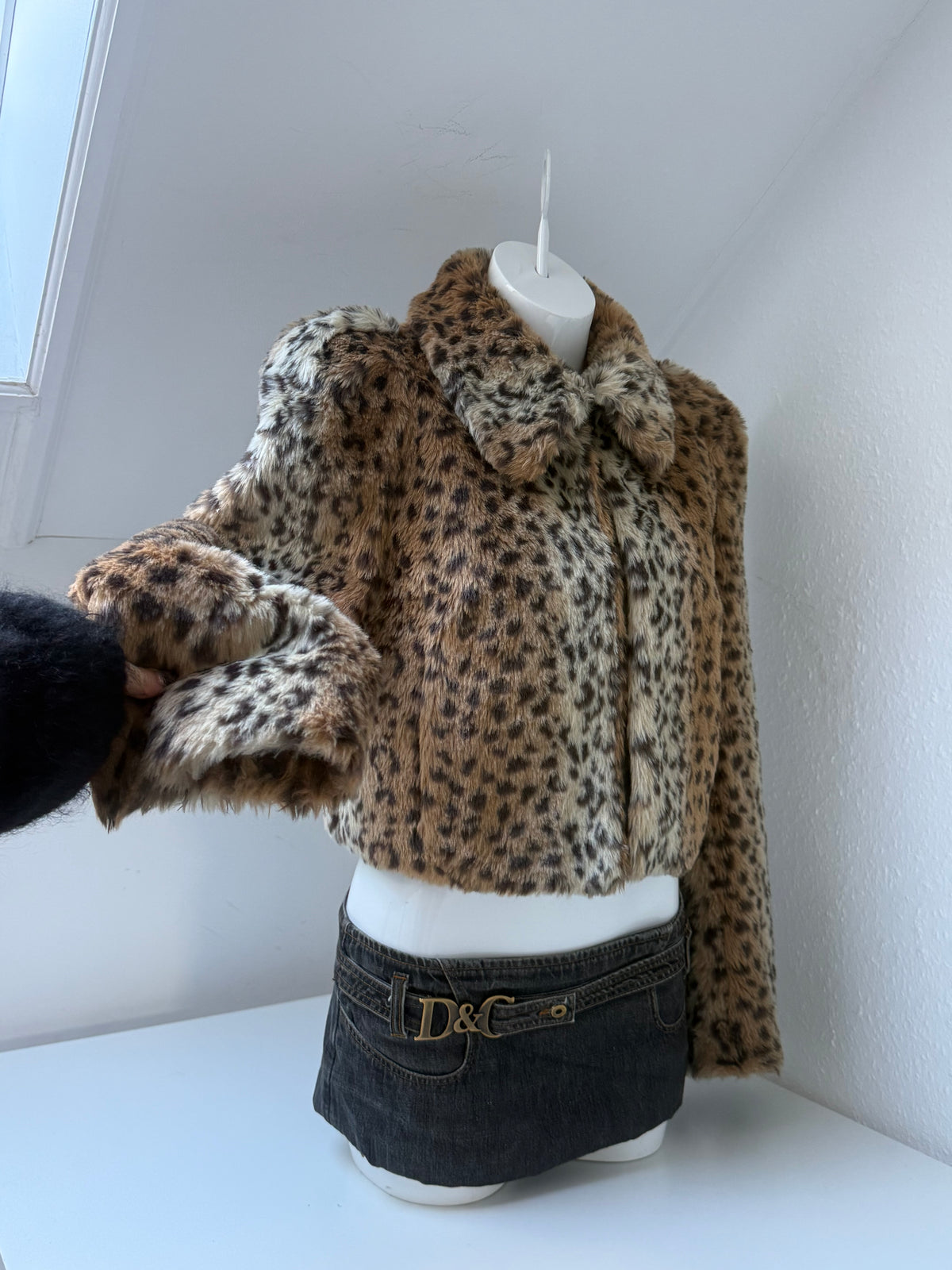 Y2K Leopard Faux Fur Jacket (UK8)