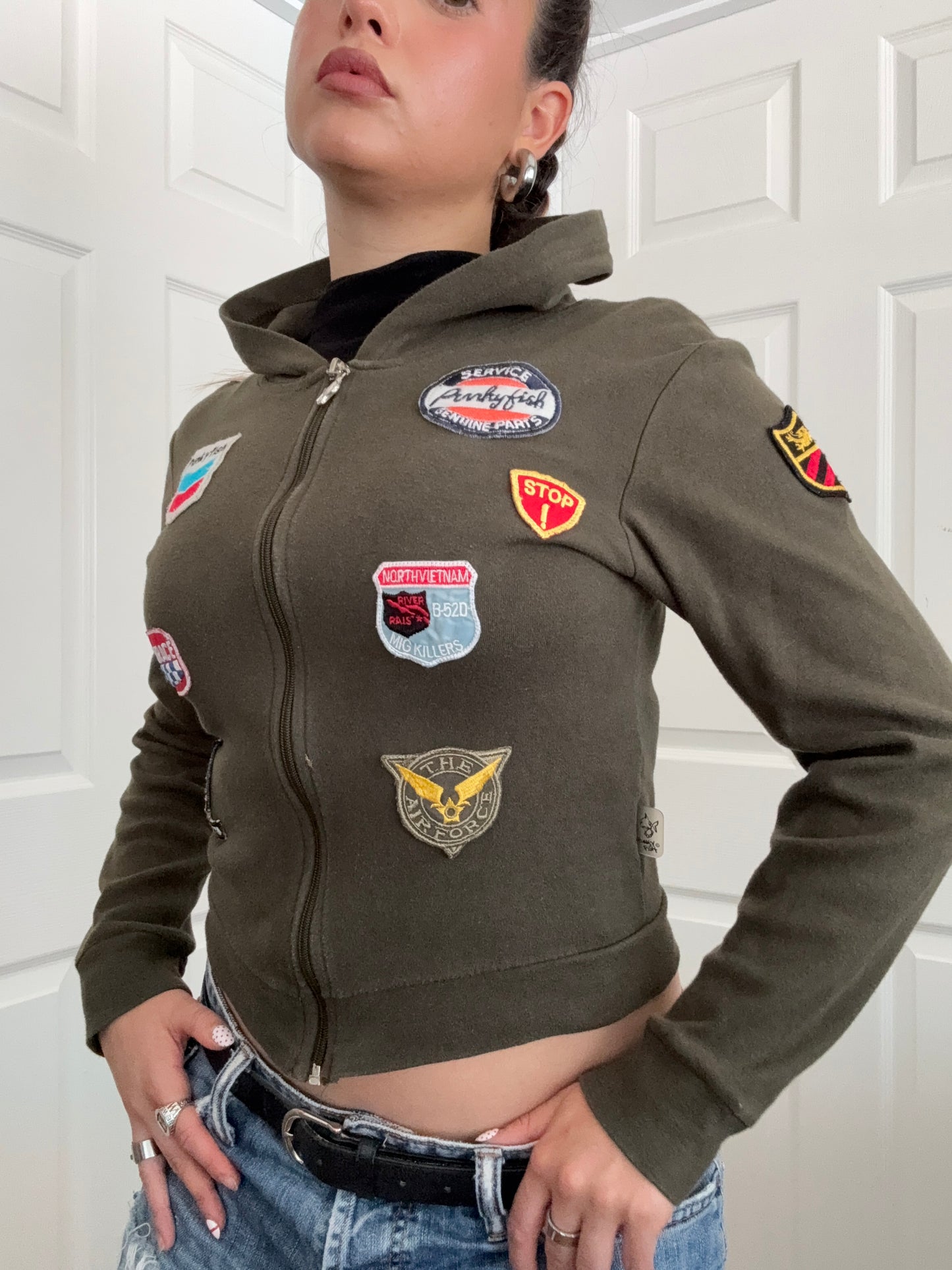 Punky Fish Patchwork Zip Hoodie (XS)