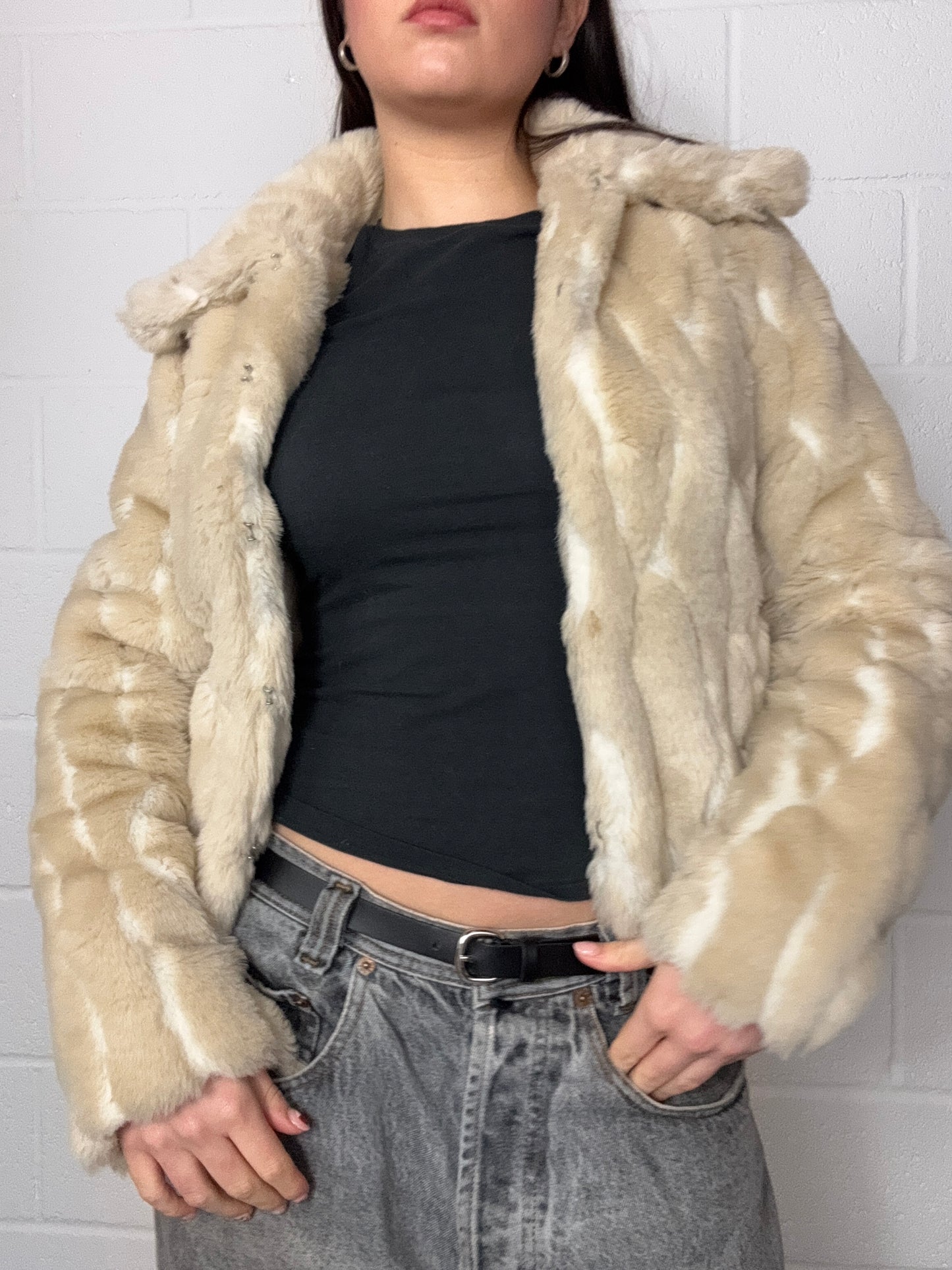 Cream Faux Fur Jacket (UK10)