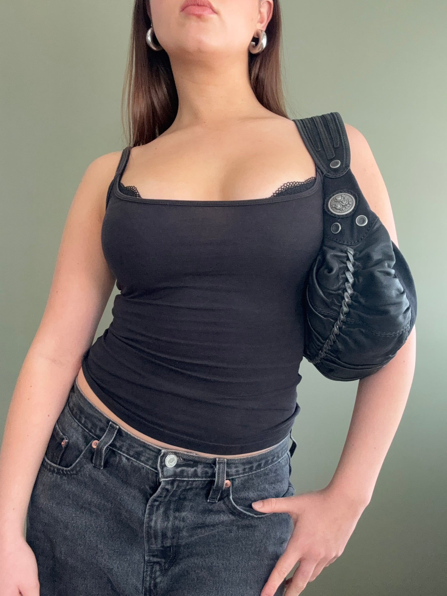 Diesel Leather Ruched Shoulder Bag