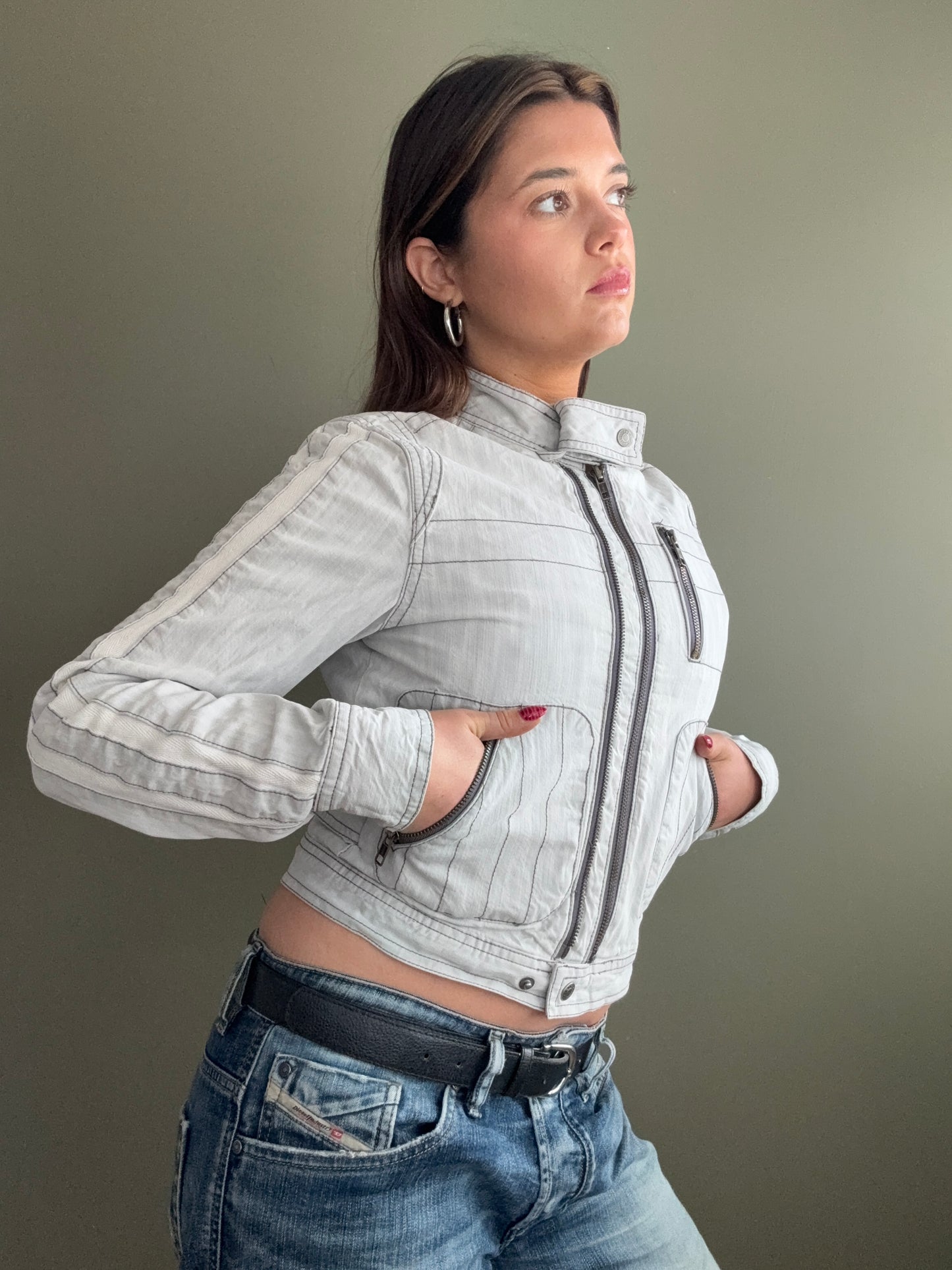 Grey Biker Jacket (UK10)