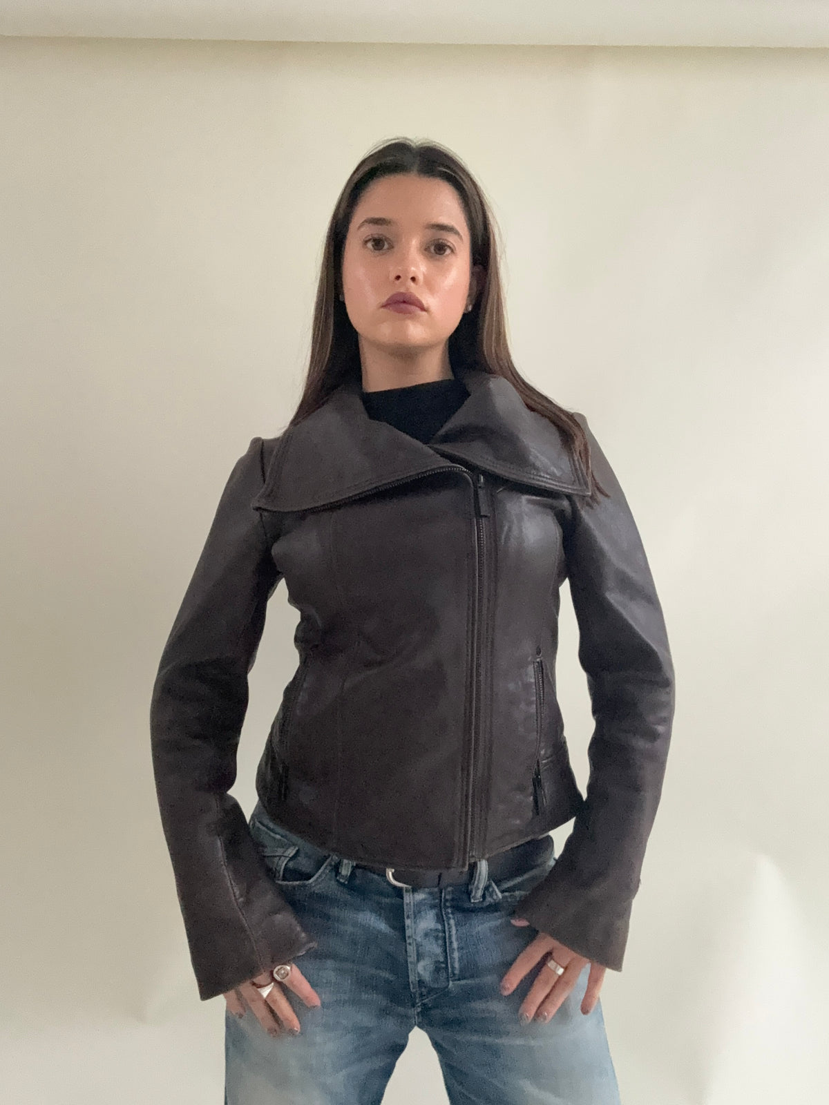 Michael Kors Asymmetric Leather Jacket (S)
