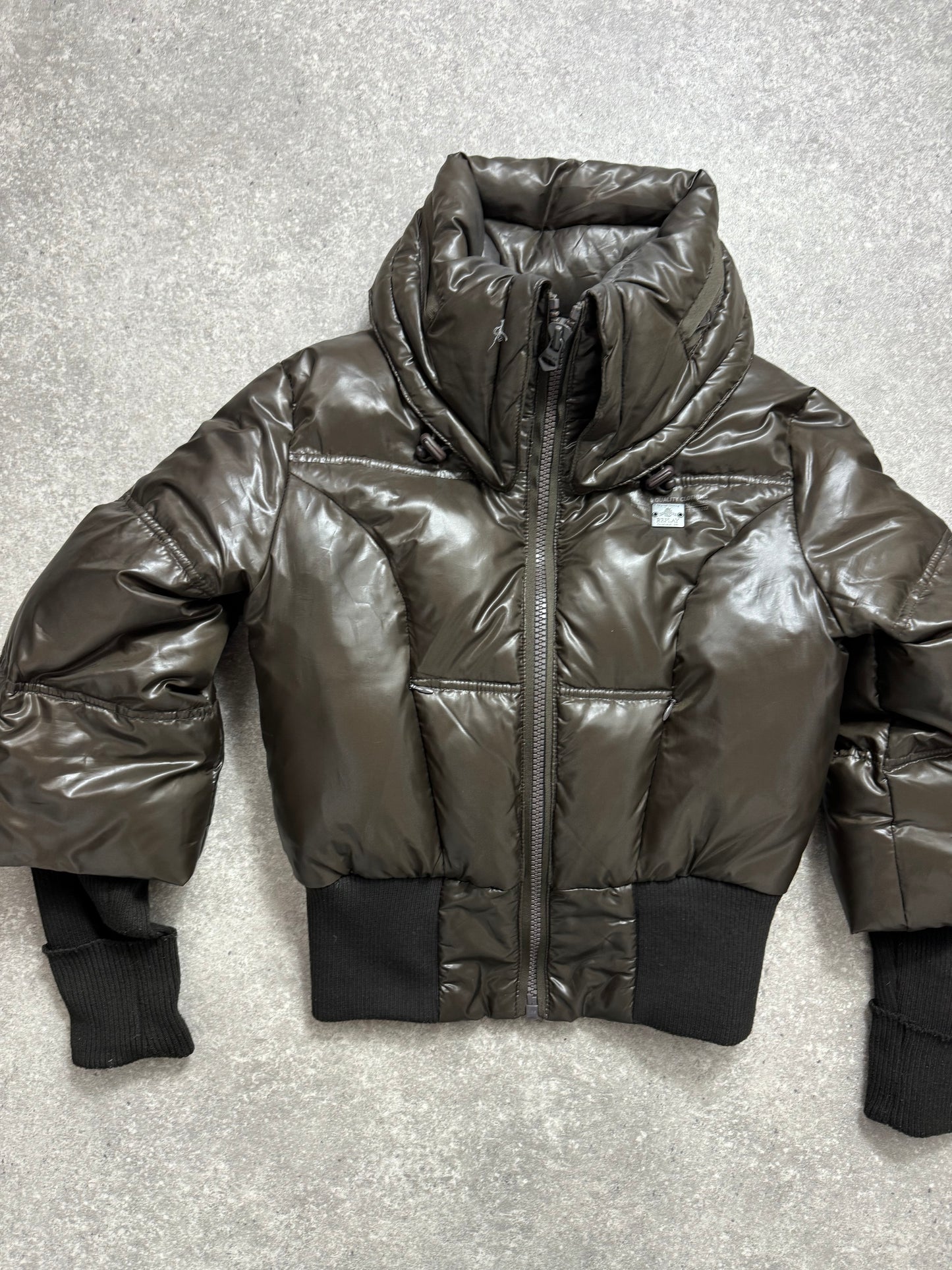 Y2K Brown Puffer Jacket (S)