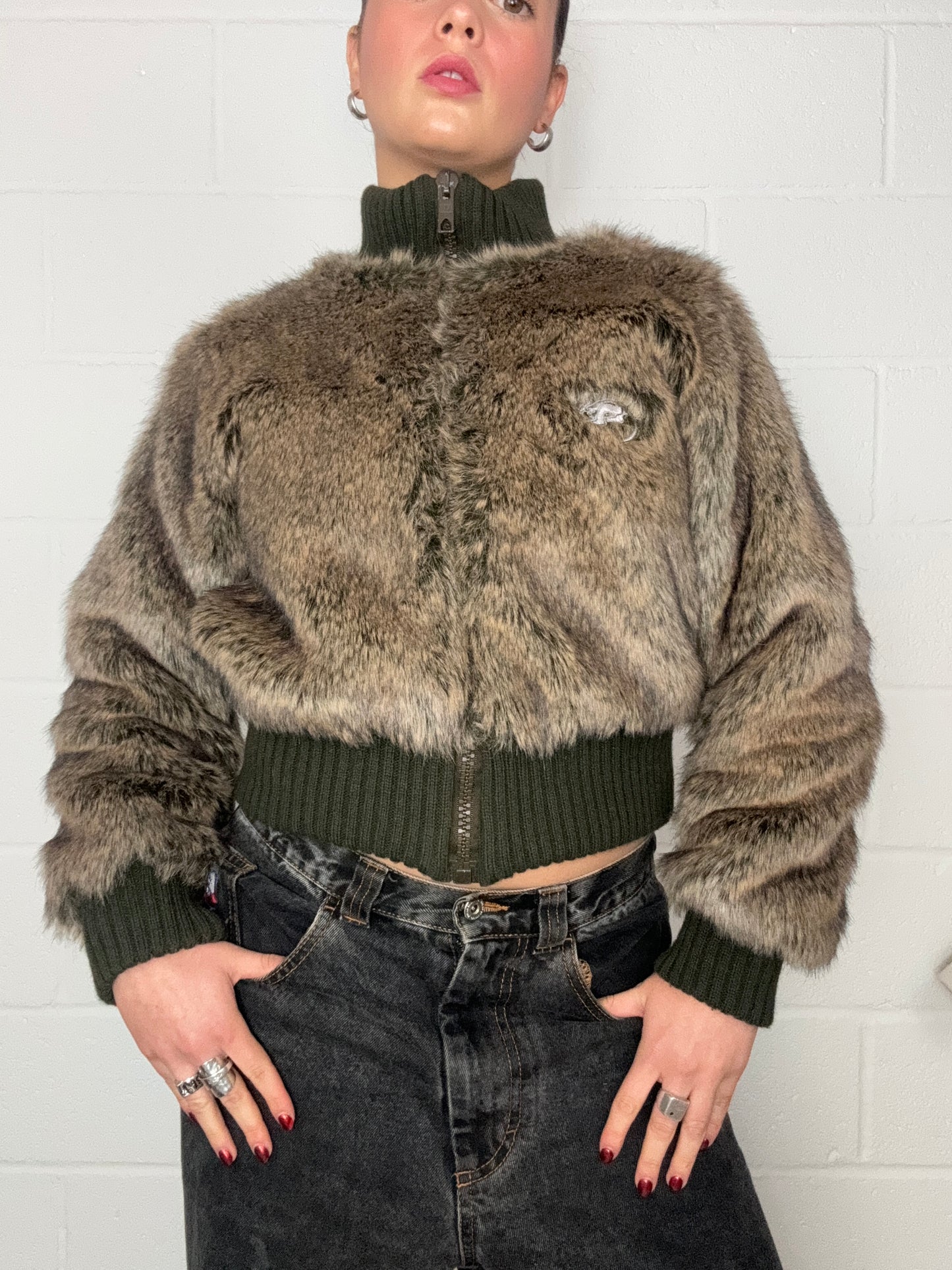 Faux Fur Bomber Jacket (UK12)