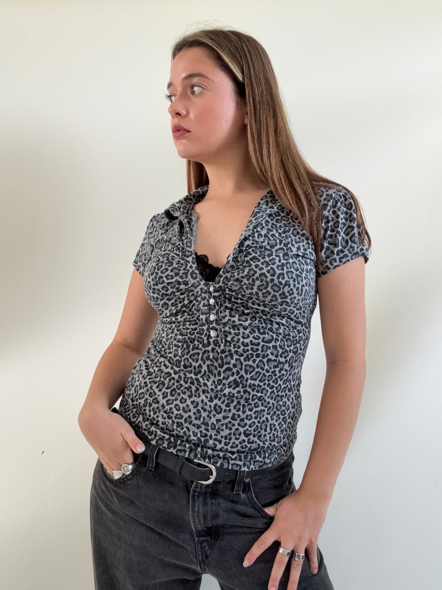 Jane Norman Tie Leopard Top (UK14)