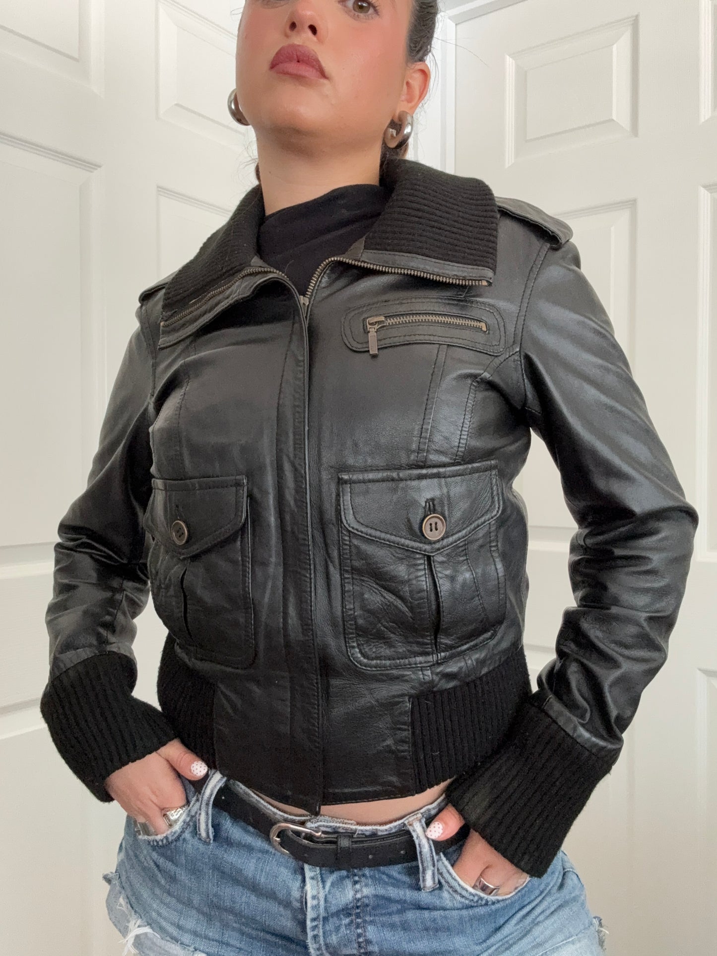 Leather Bomber Jacket (UK12)
