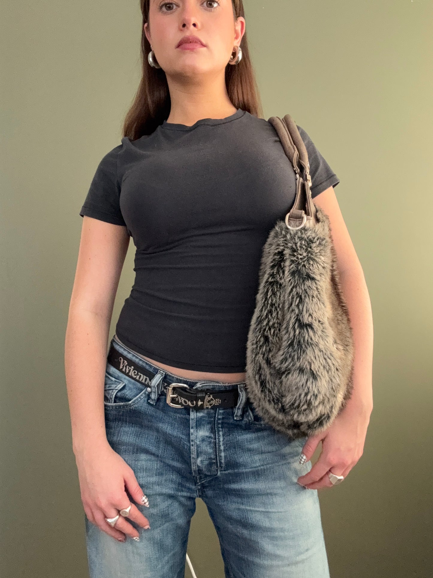 Large Faux Fur Shoulder Bag