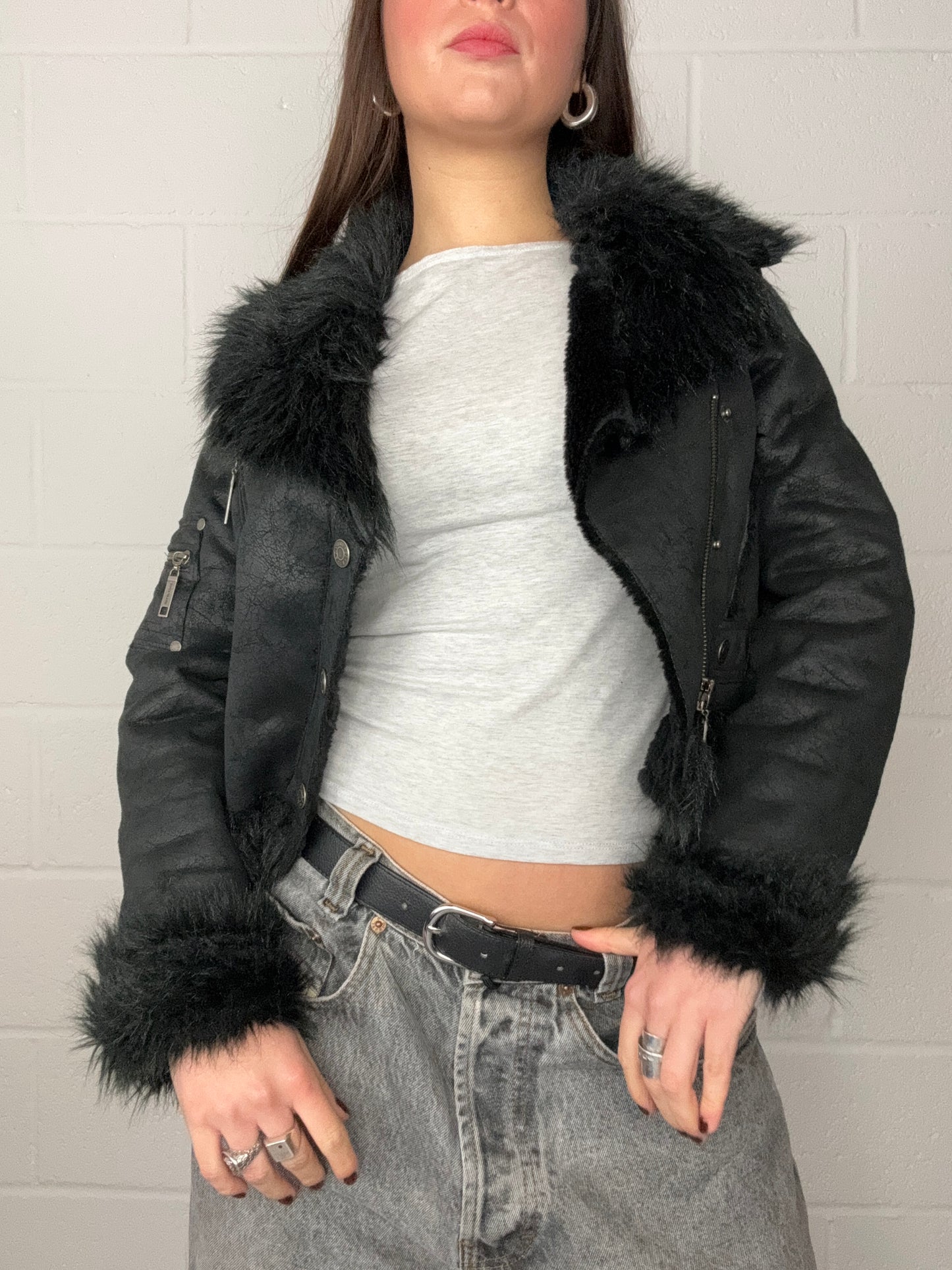 Y2K Faux Fur Jacket (UK10)