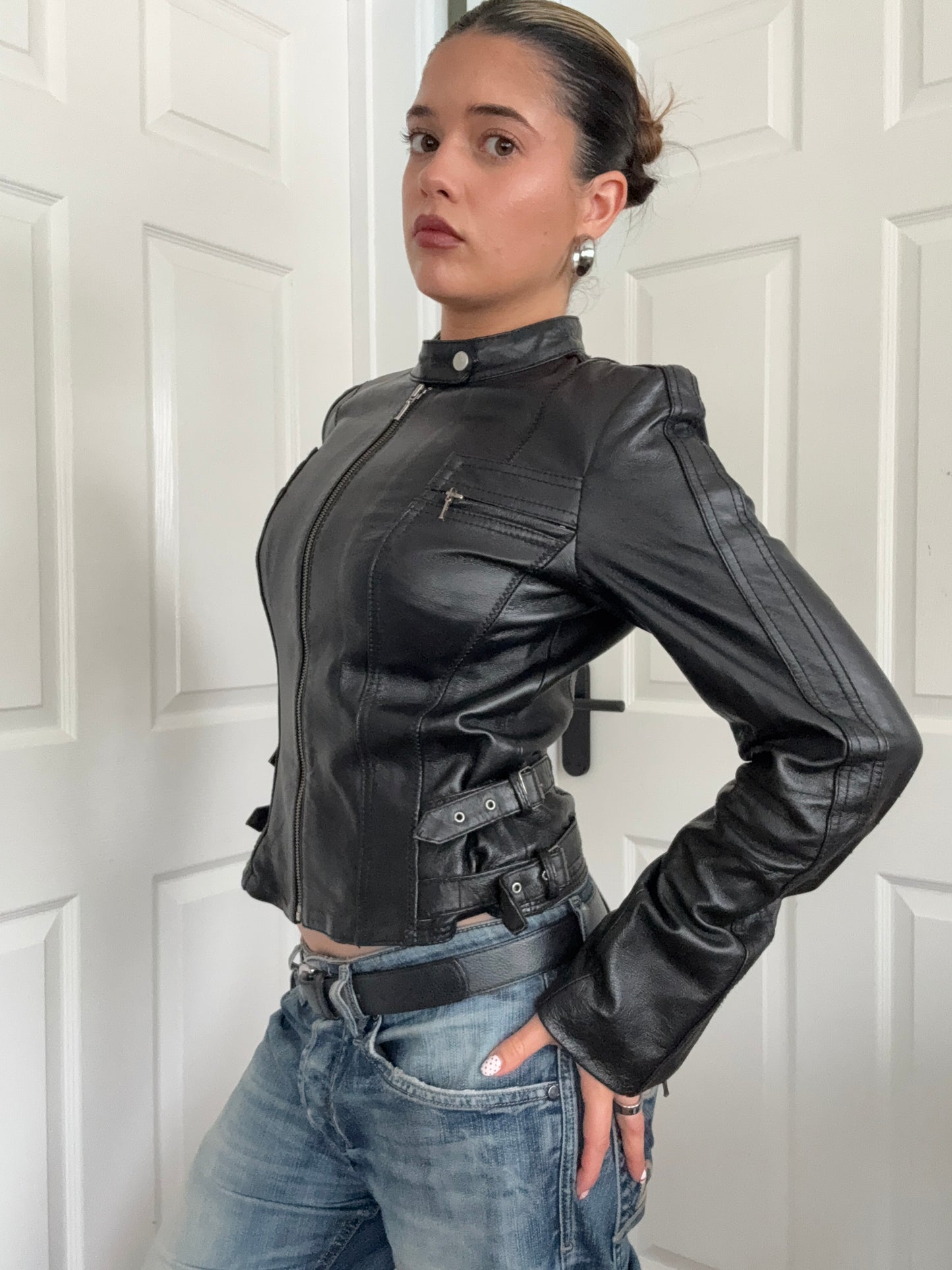 Leather Biker Jacket (UK10)