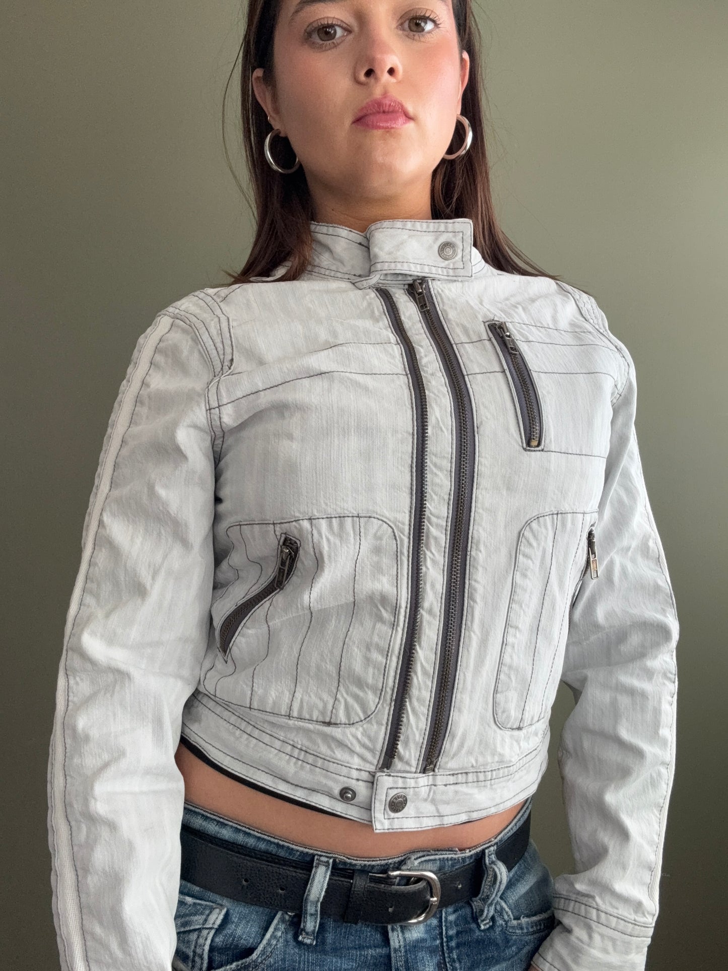 Grey Biker Jacket (UK10)