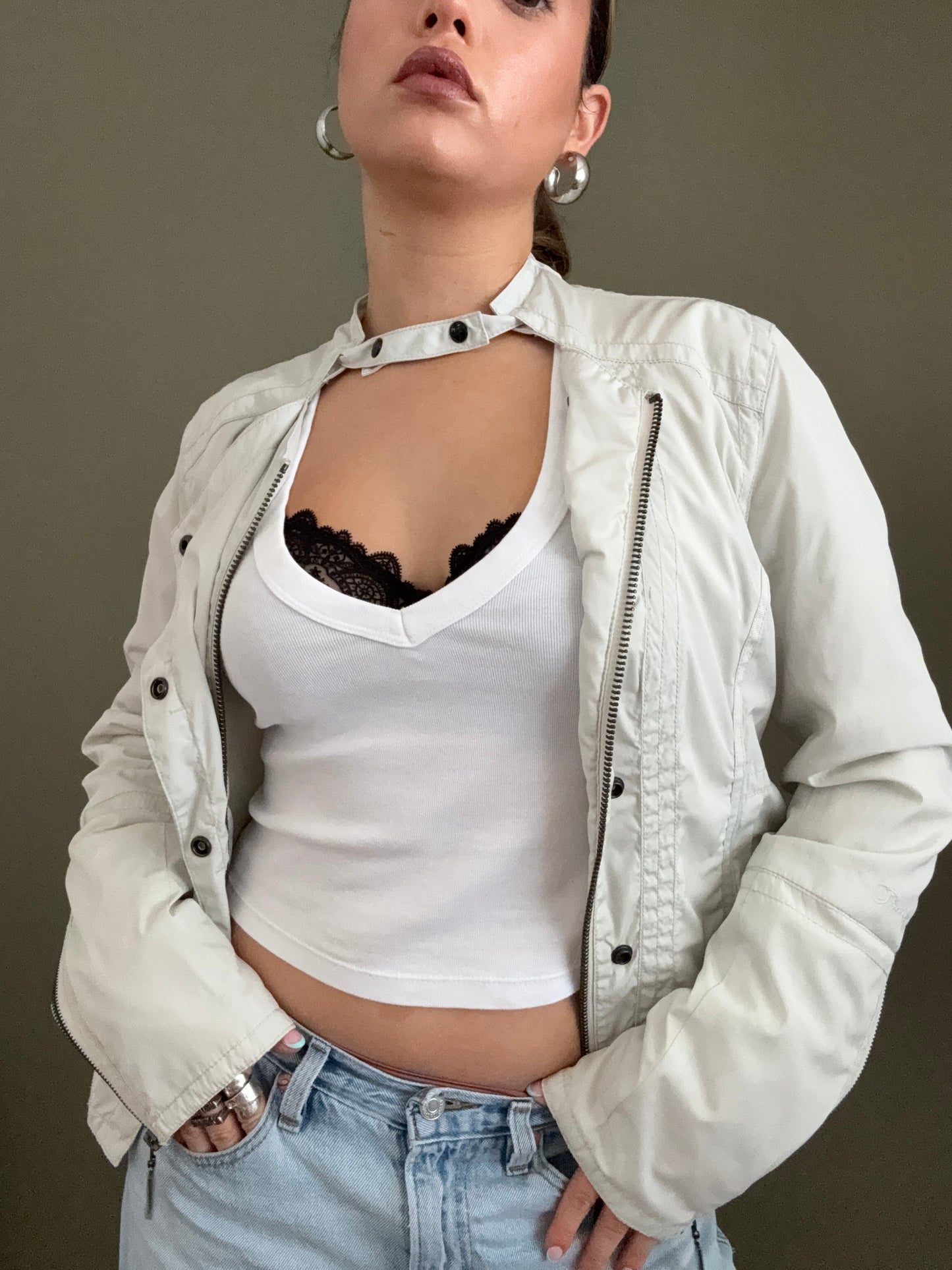 Firetrap Cream Biker Jacket (M)