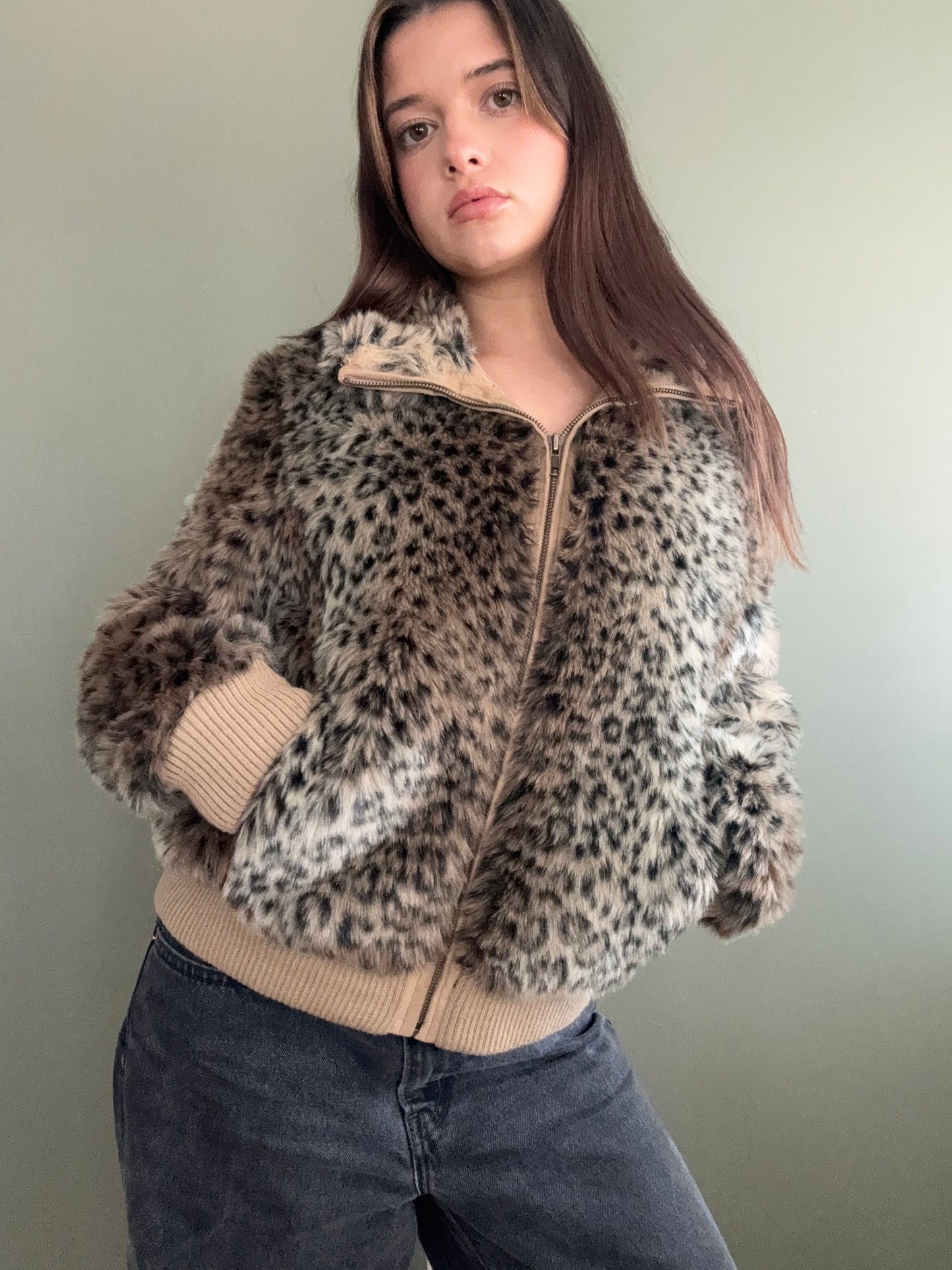 Faux Fur Leopard Jacket (UK14)