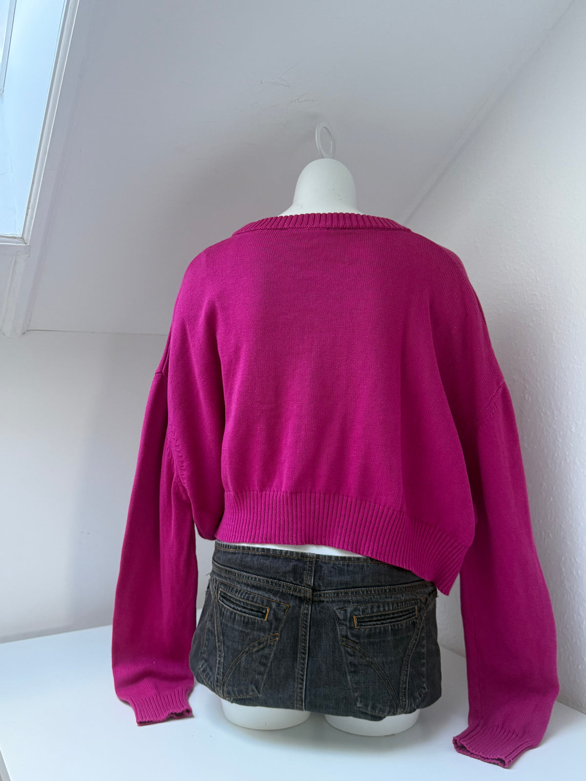 Pink Cropped Diesel Knit Jumper (M)