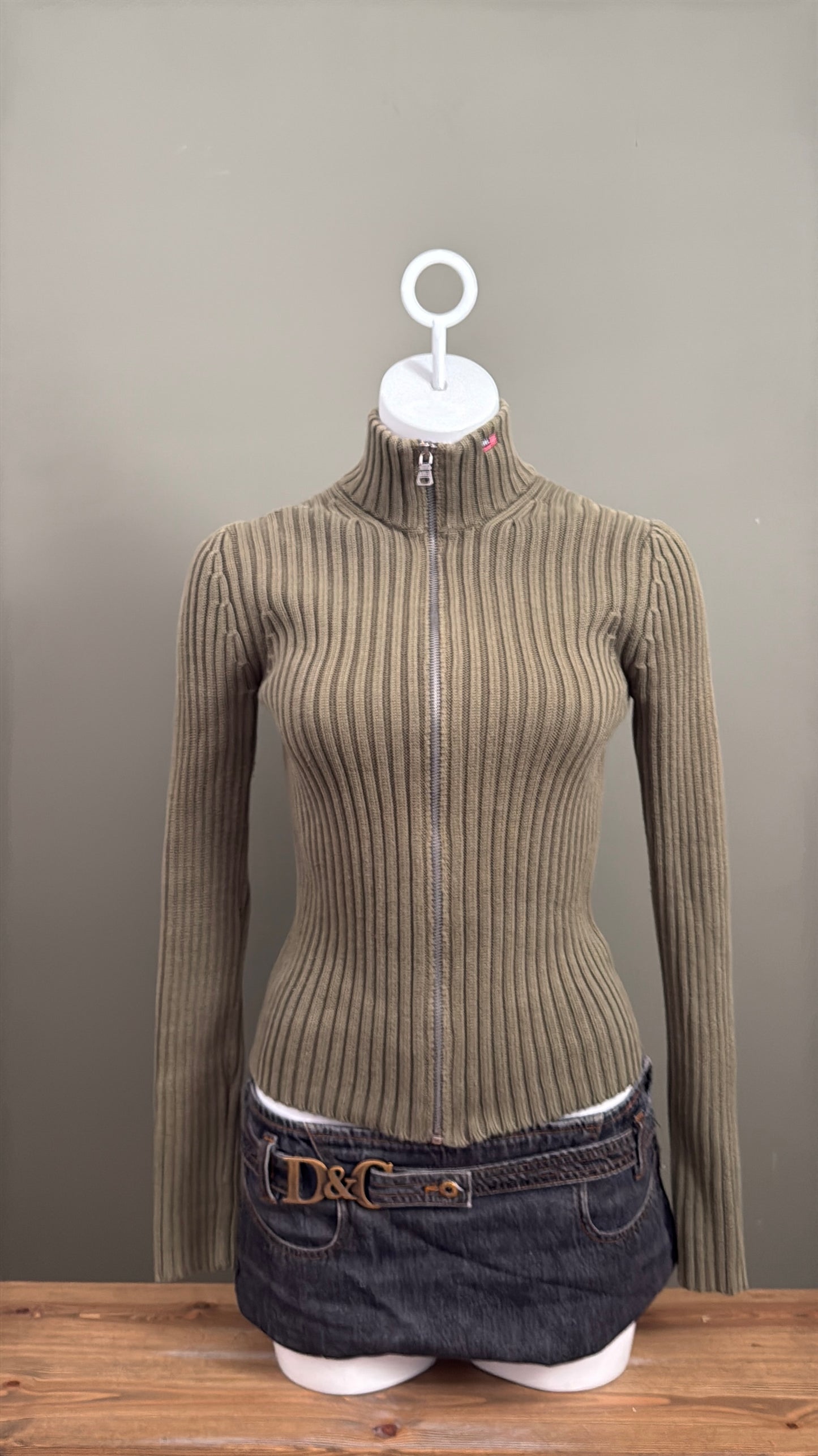Ralph Lauren Khaki Zip Jumper (S)