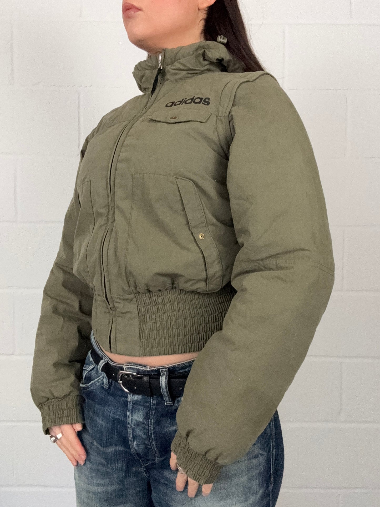 Adidas Khaki Puffer Coat (UK10)