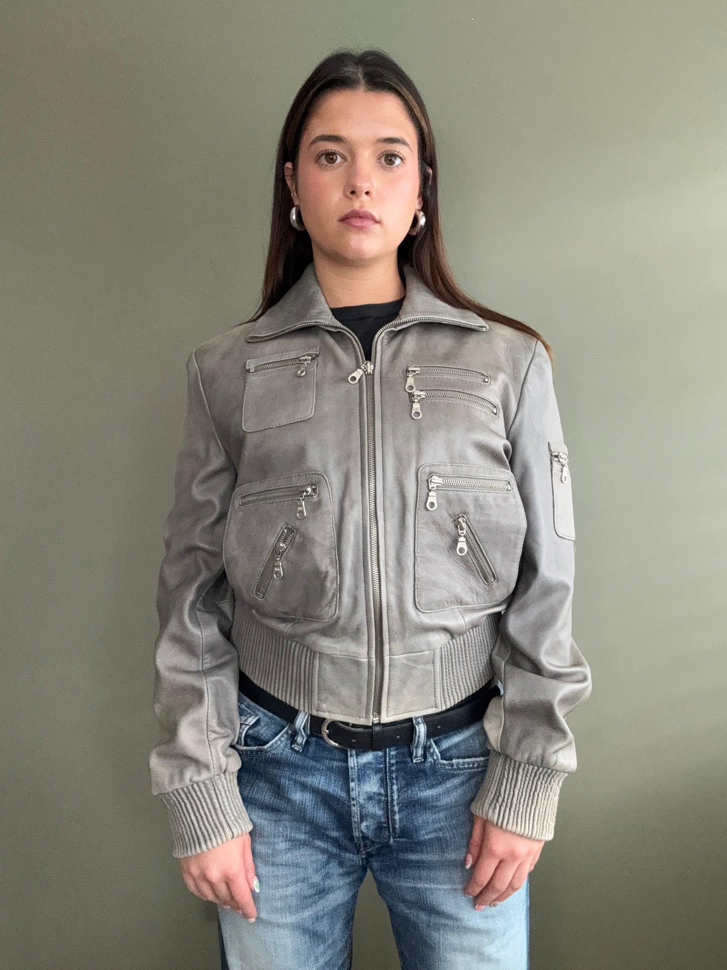 Leather Cargo Jacket (M)