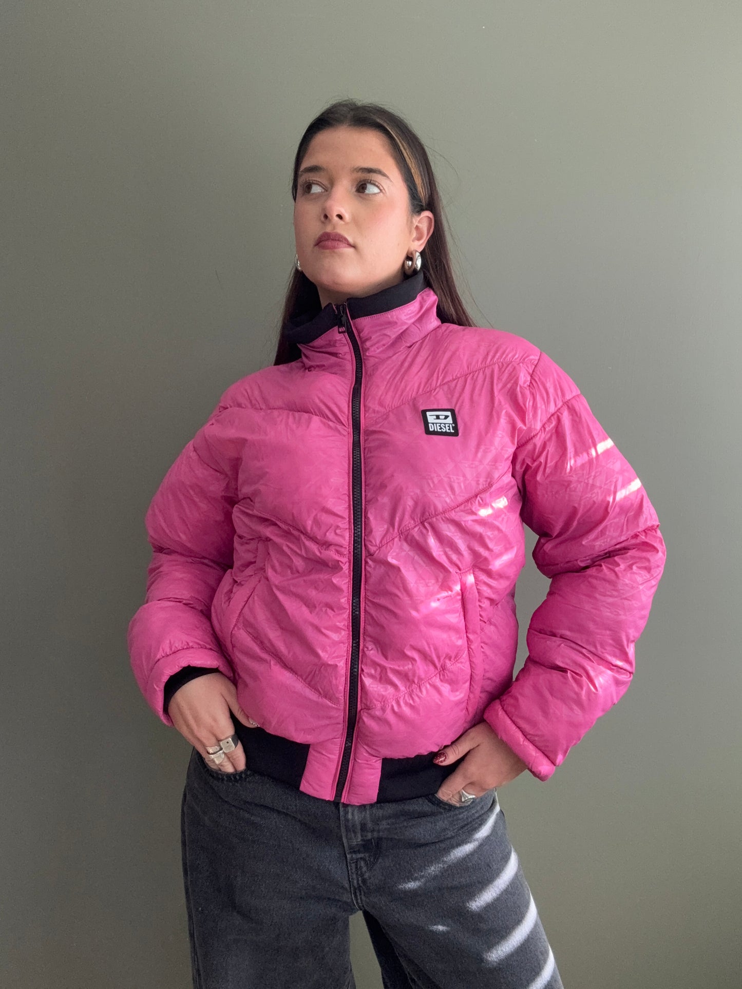 Diesel Pink Puffer Jacket (S)