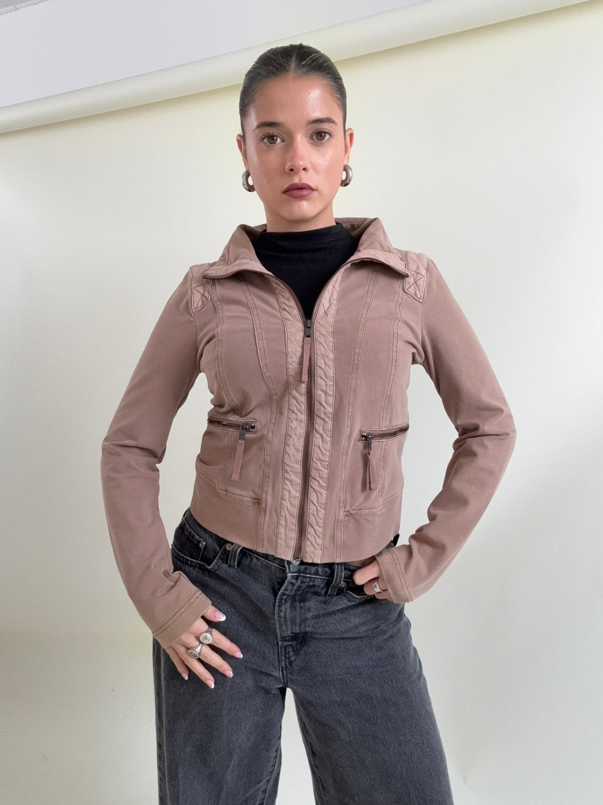 Beige Cargo Zip Jumper (M)