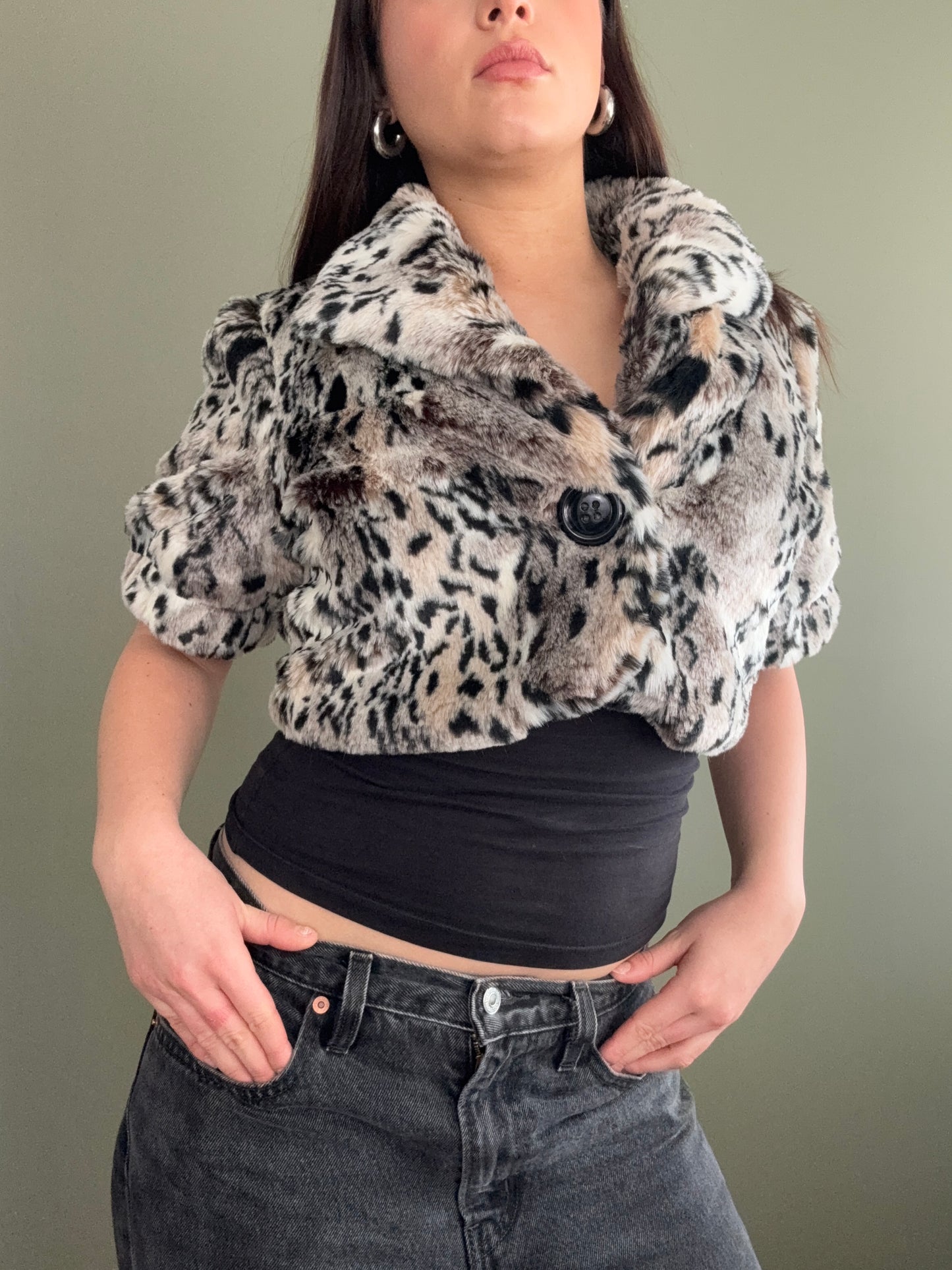 Faux Fur Leopard Bolero (UK12)
