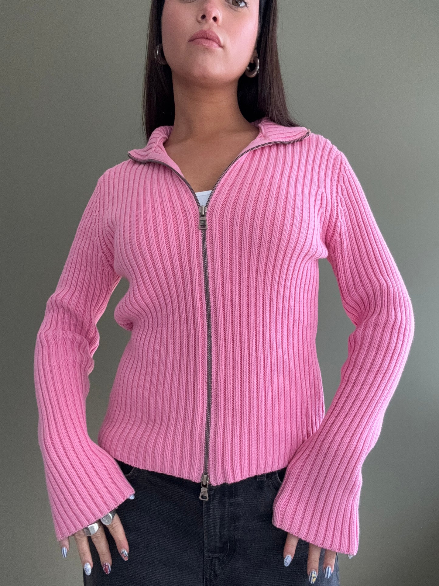 Pink Ralph Lauren Double Zip Jumper (M)