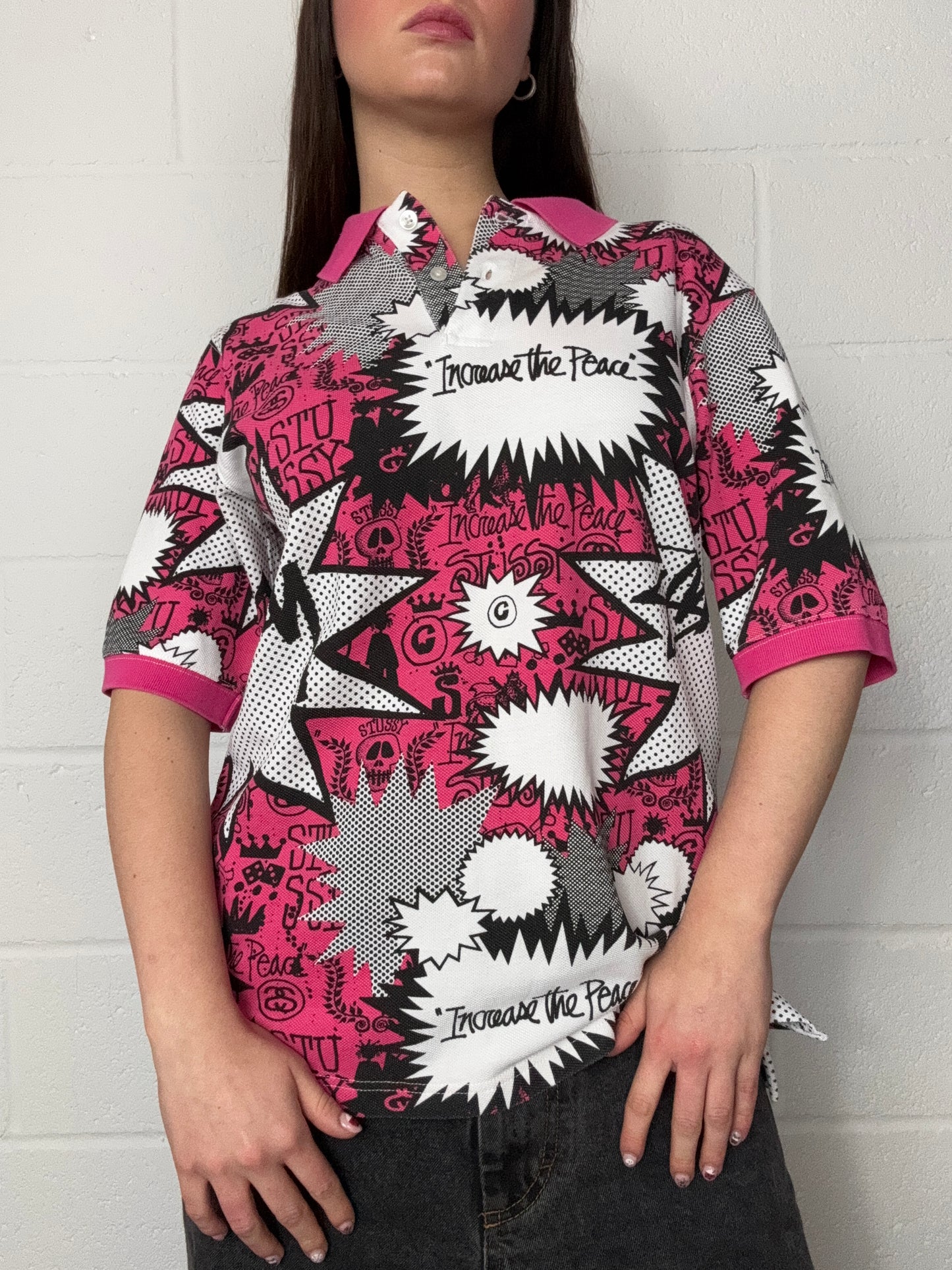 Stussy Comic Print Polo Shirt (S)