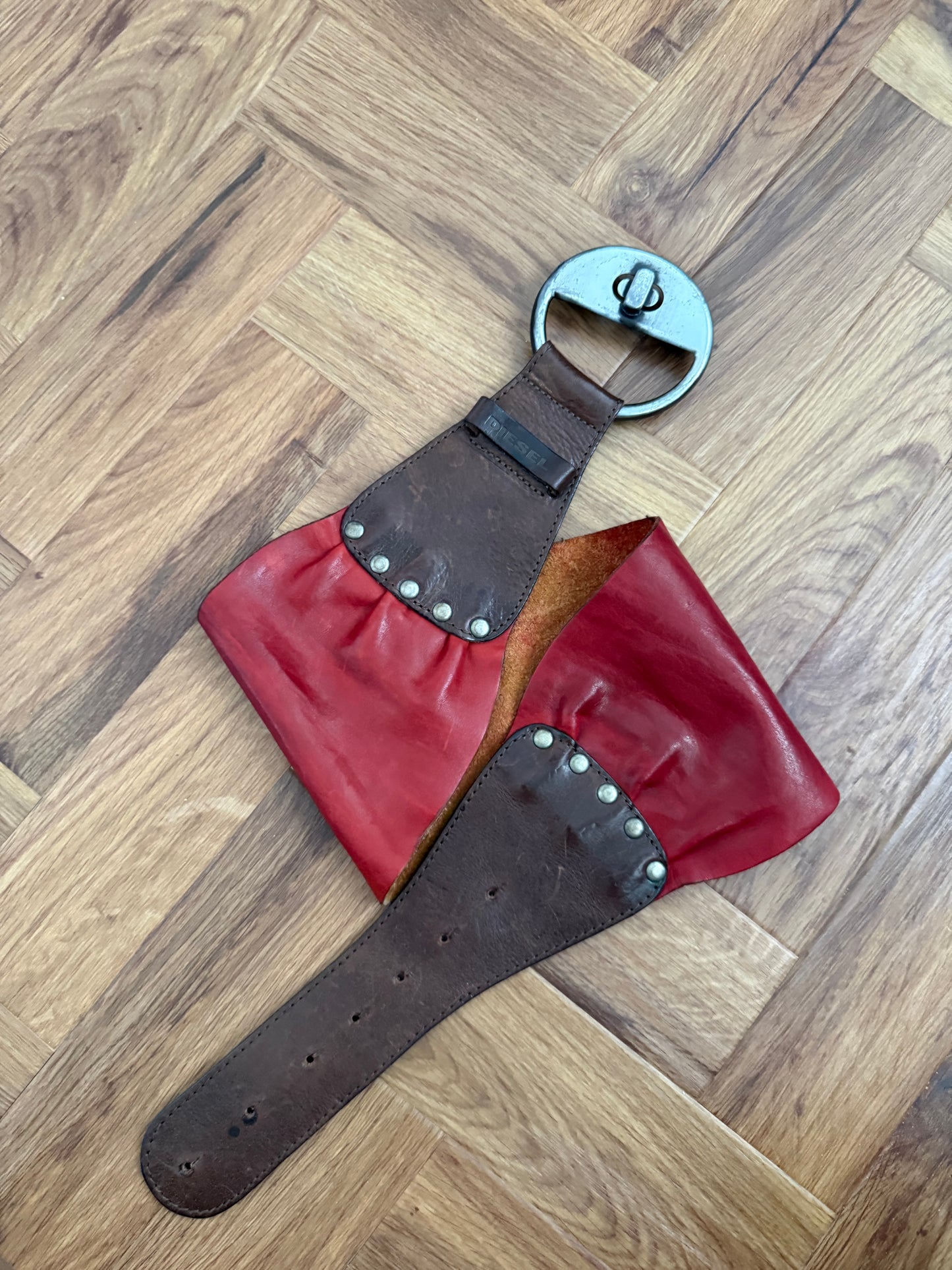 Diesel Red Leather Belt (XS)